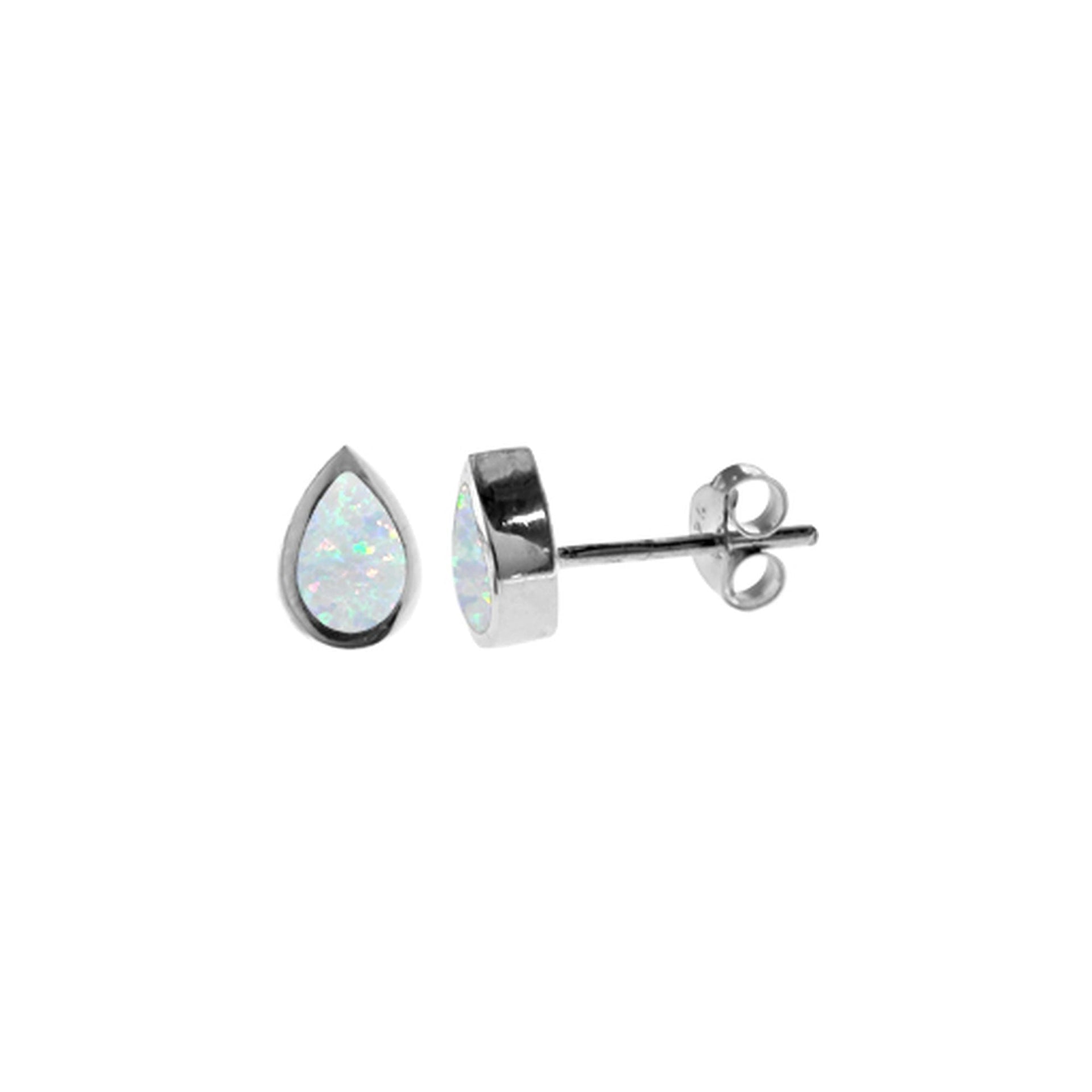 Diana small teardrop white opalique studs