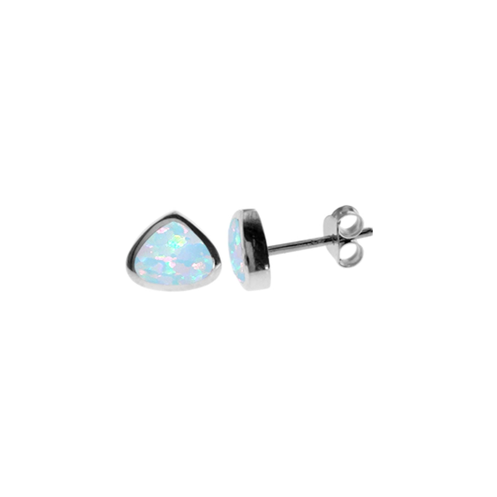 Diana curved triangle white opalique studs