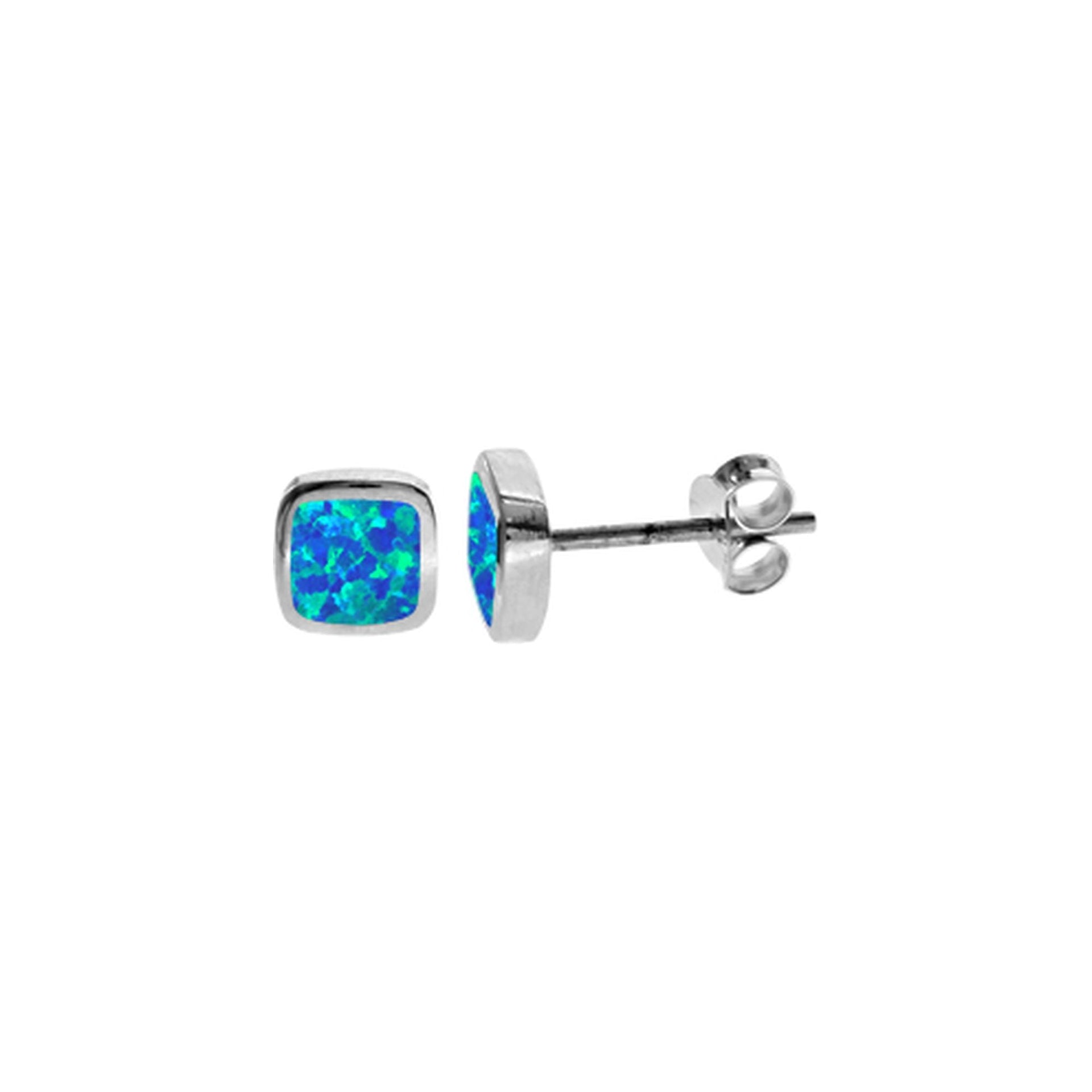 Diana squircle blue opalique studs