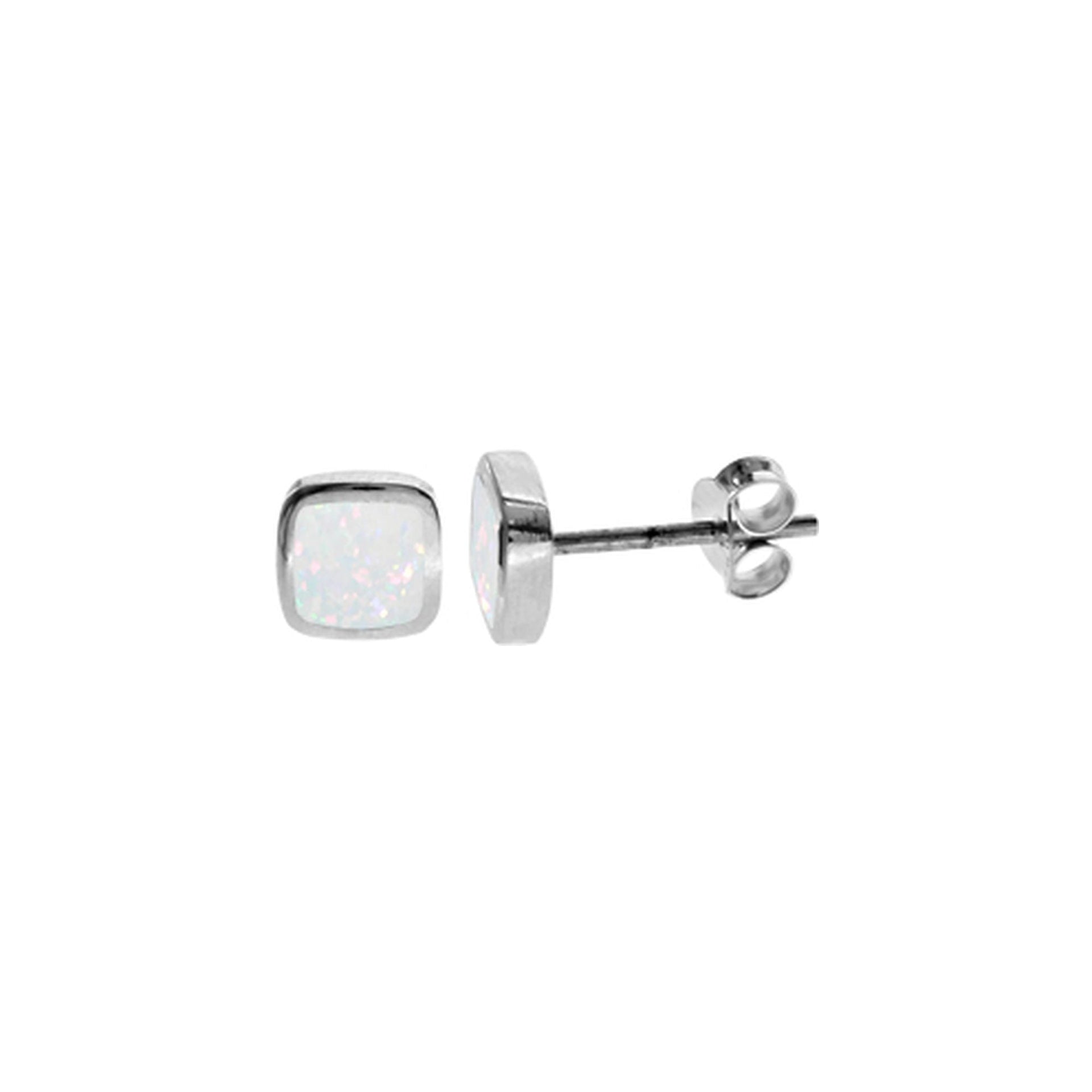 Diana squircle white opalique studs