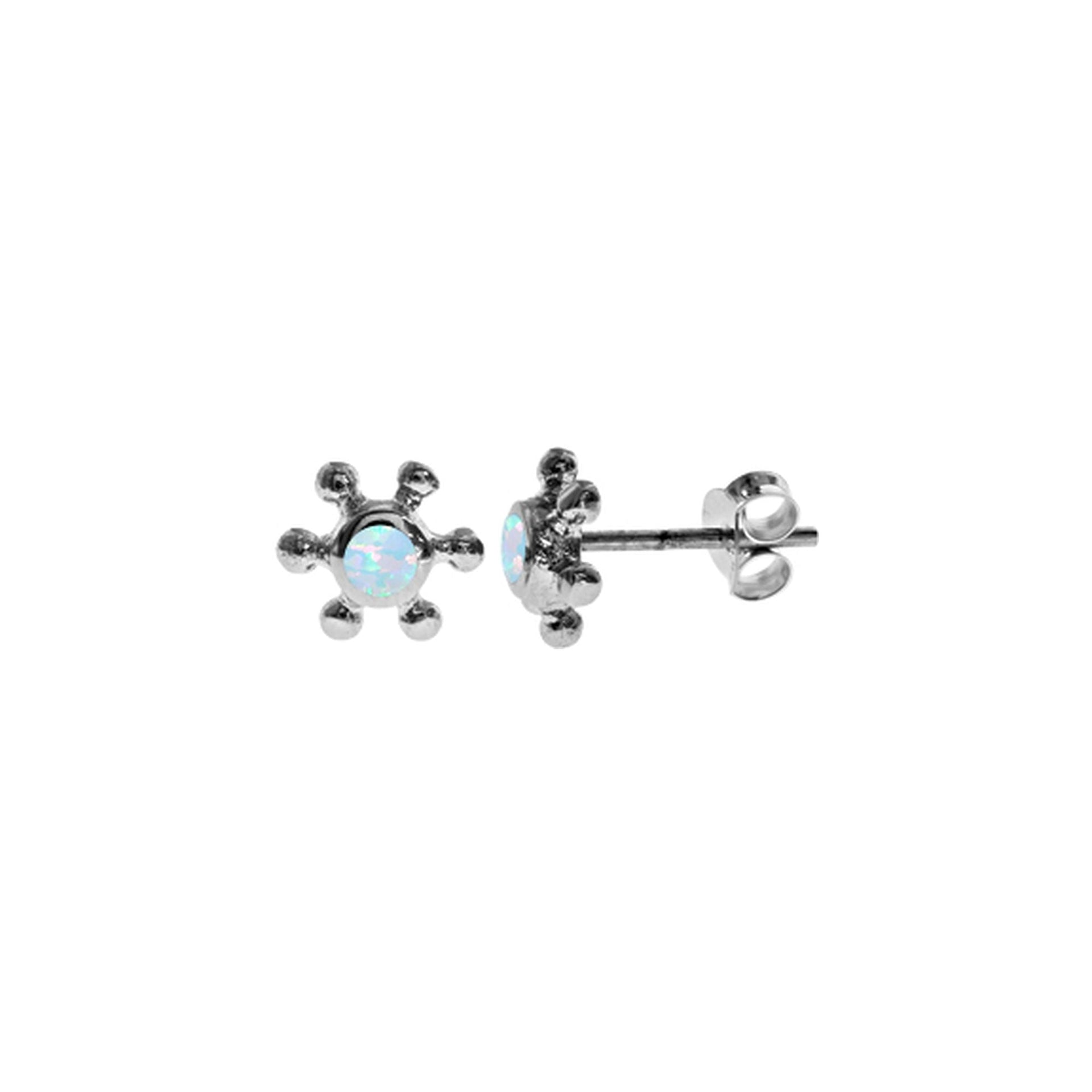 Antoinette small round white opalique bobble studs