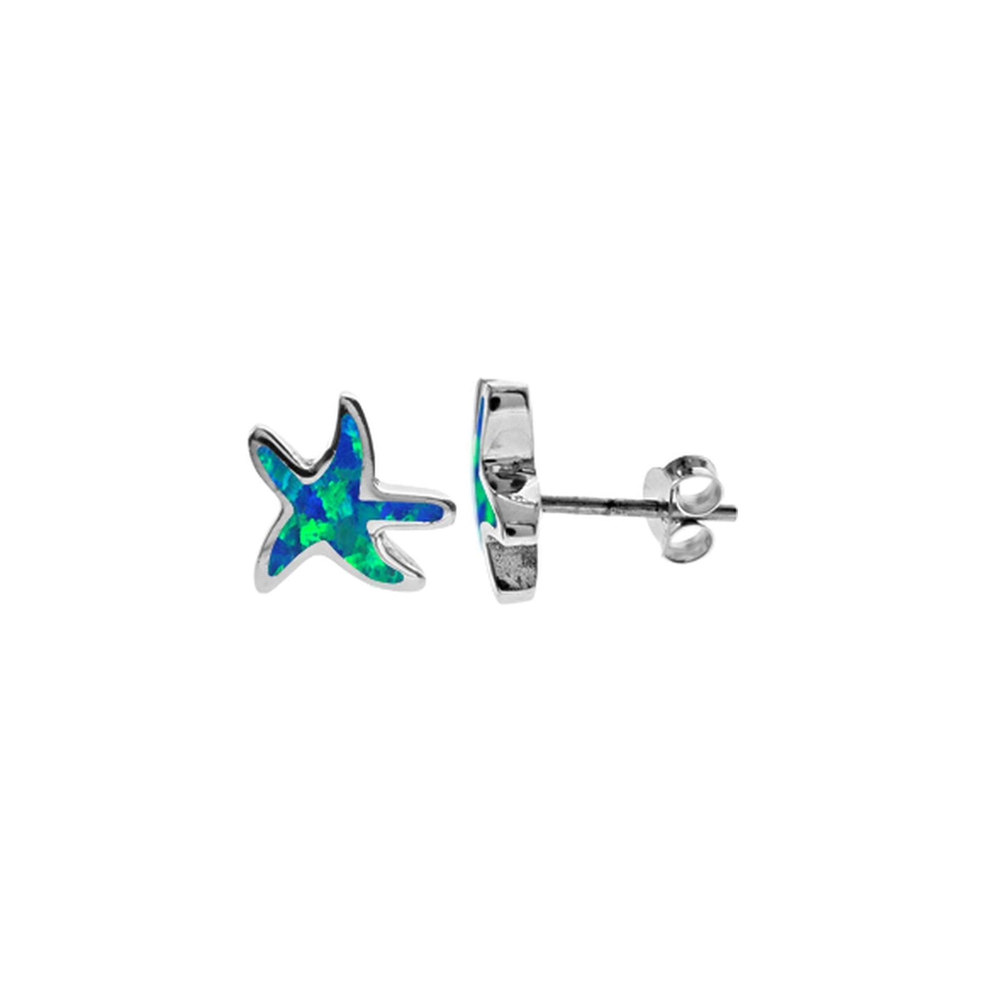 Ana blue opalique inlaid starfish studs