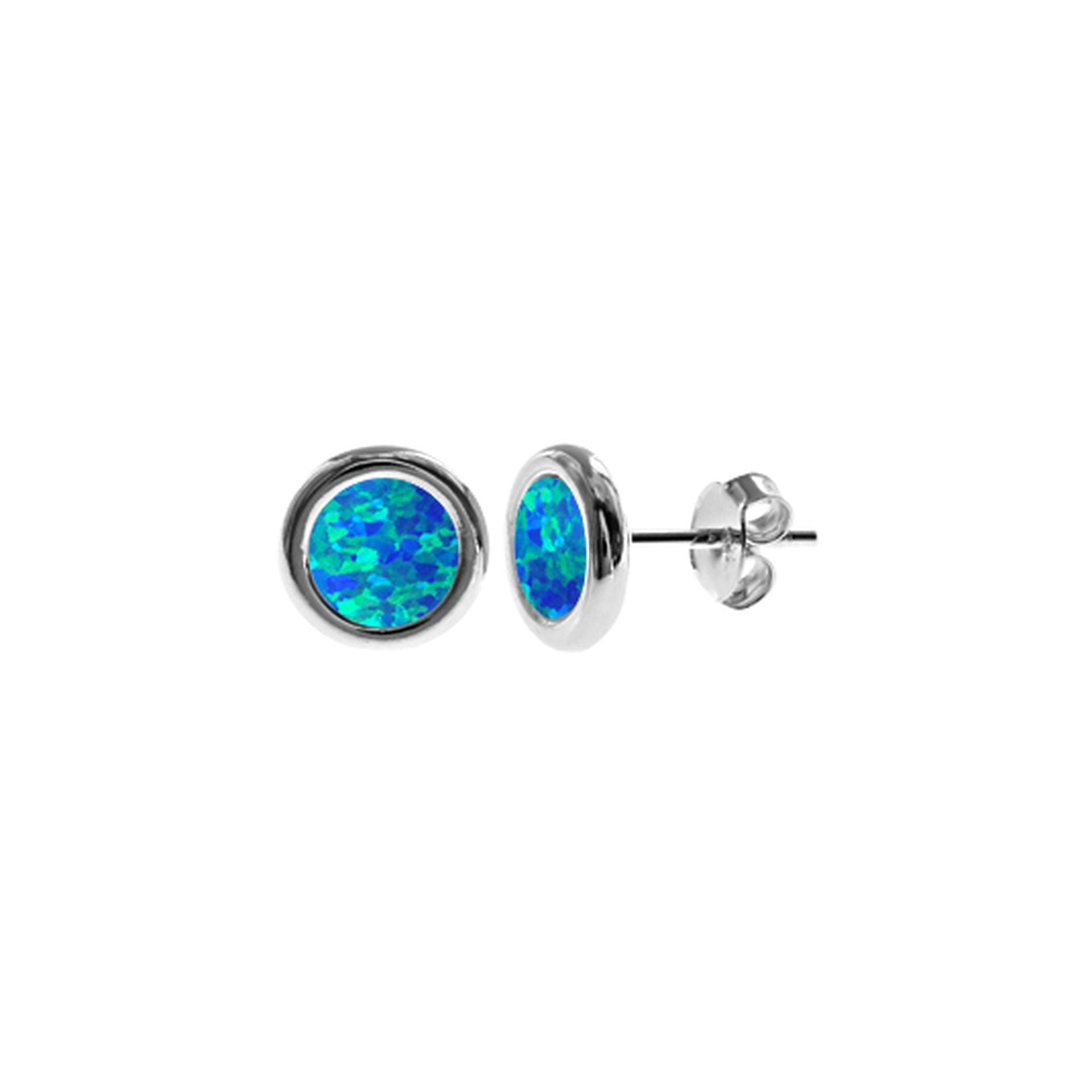 Diana simple round blue opalique studs