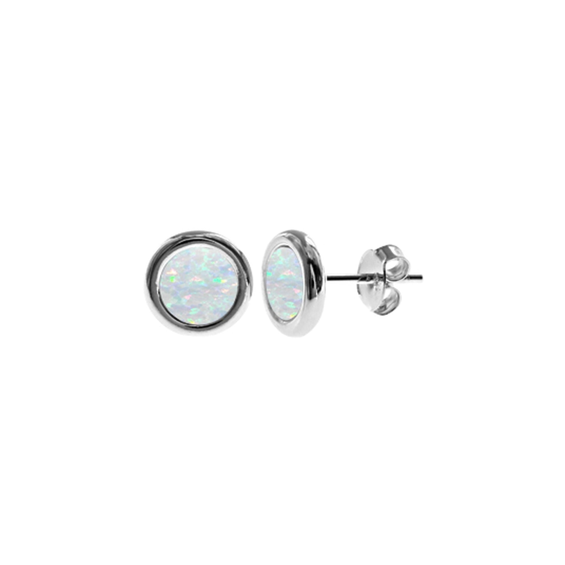 Diana simple round white opalique studs
