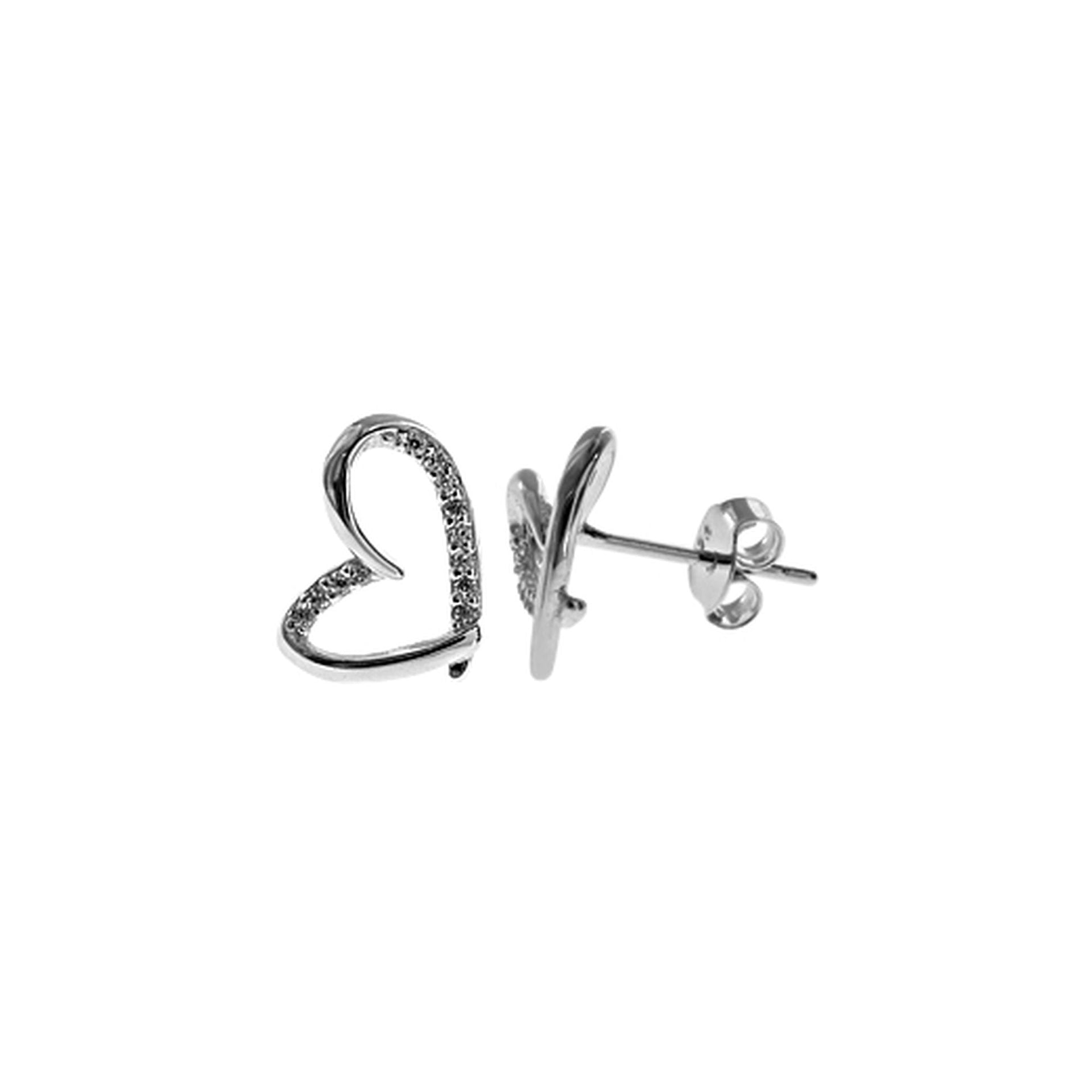 Mariah CZ offset overlapped heart studs
