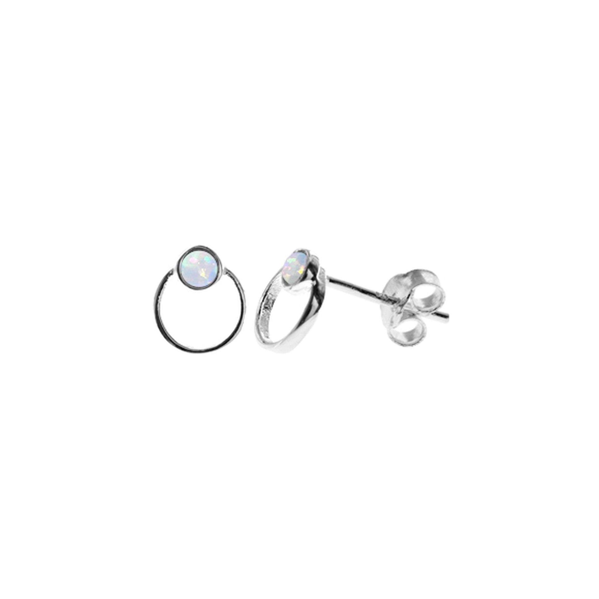 Angelica small round white opalique halo studs