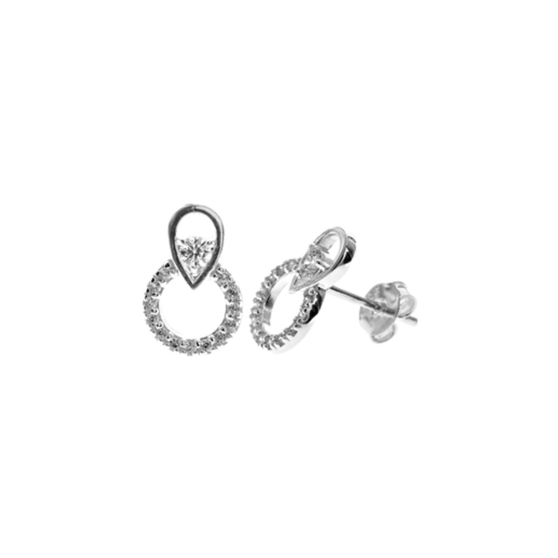 Ava CZ teardrop studded circle studs