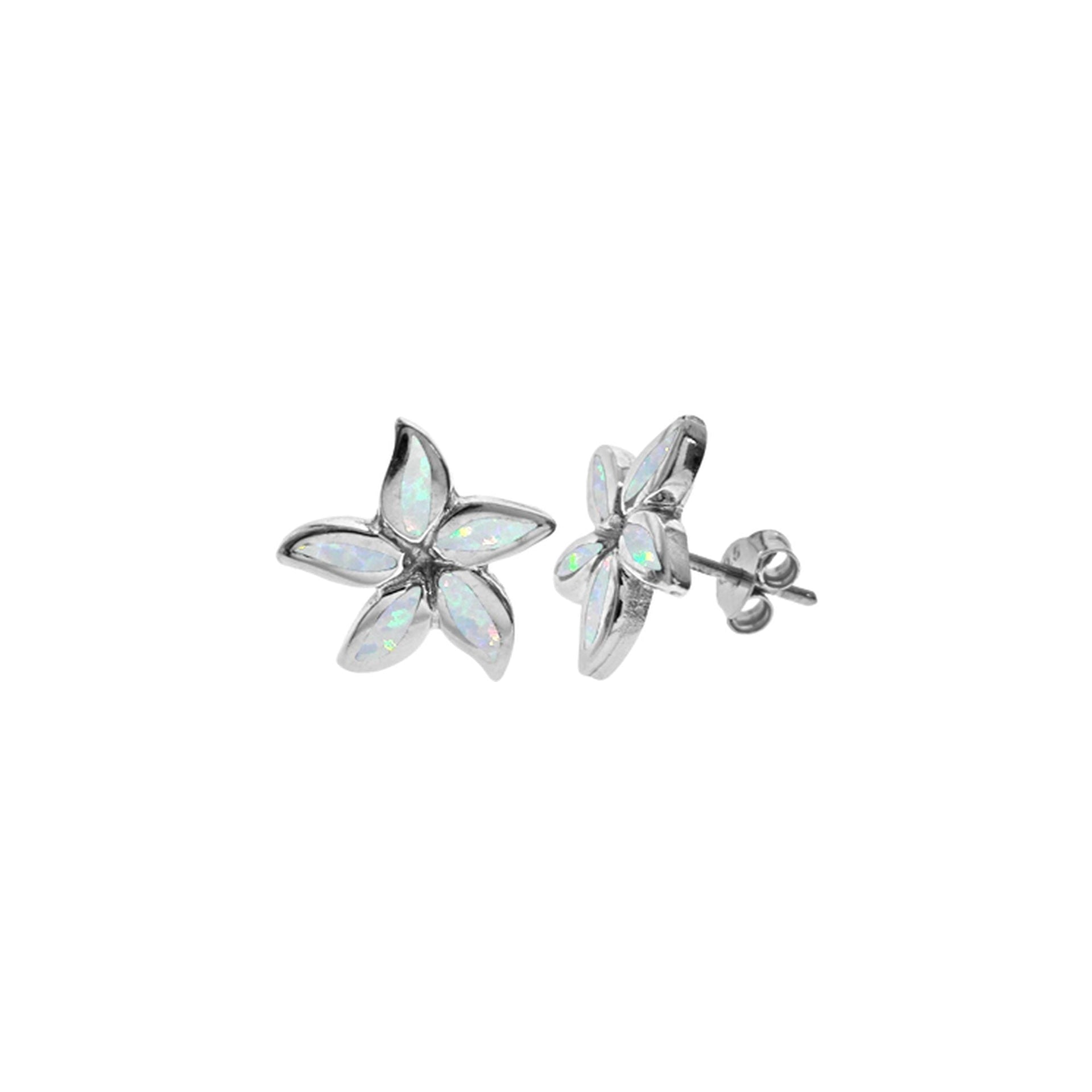 Emerie white opalique frangipani flower studs