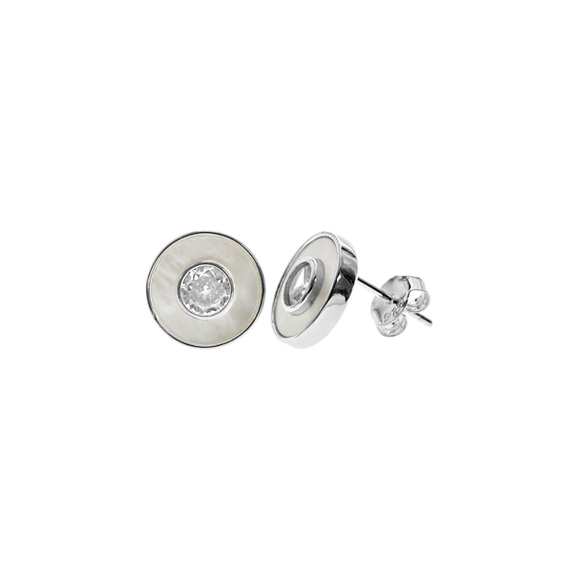 Bronwen round mother of pearl & CZ studs