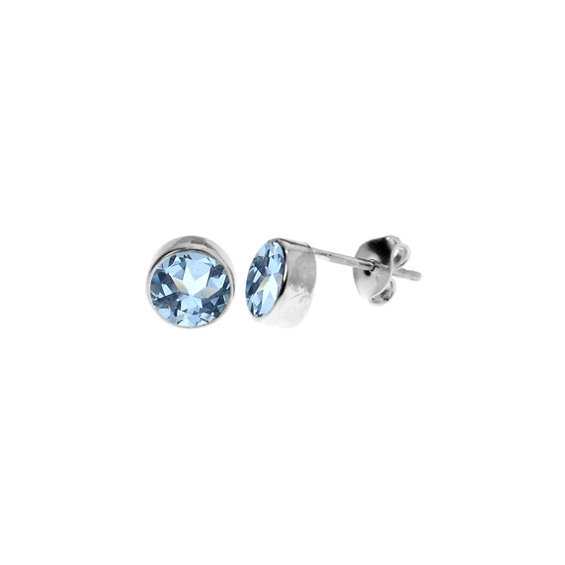 Samira plain round blue topaz studs
