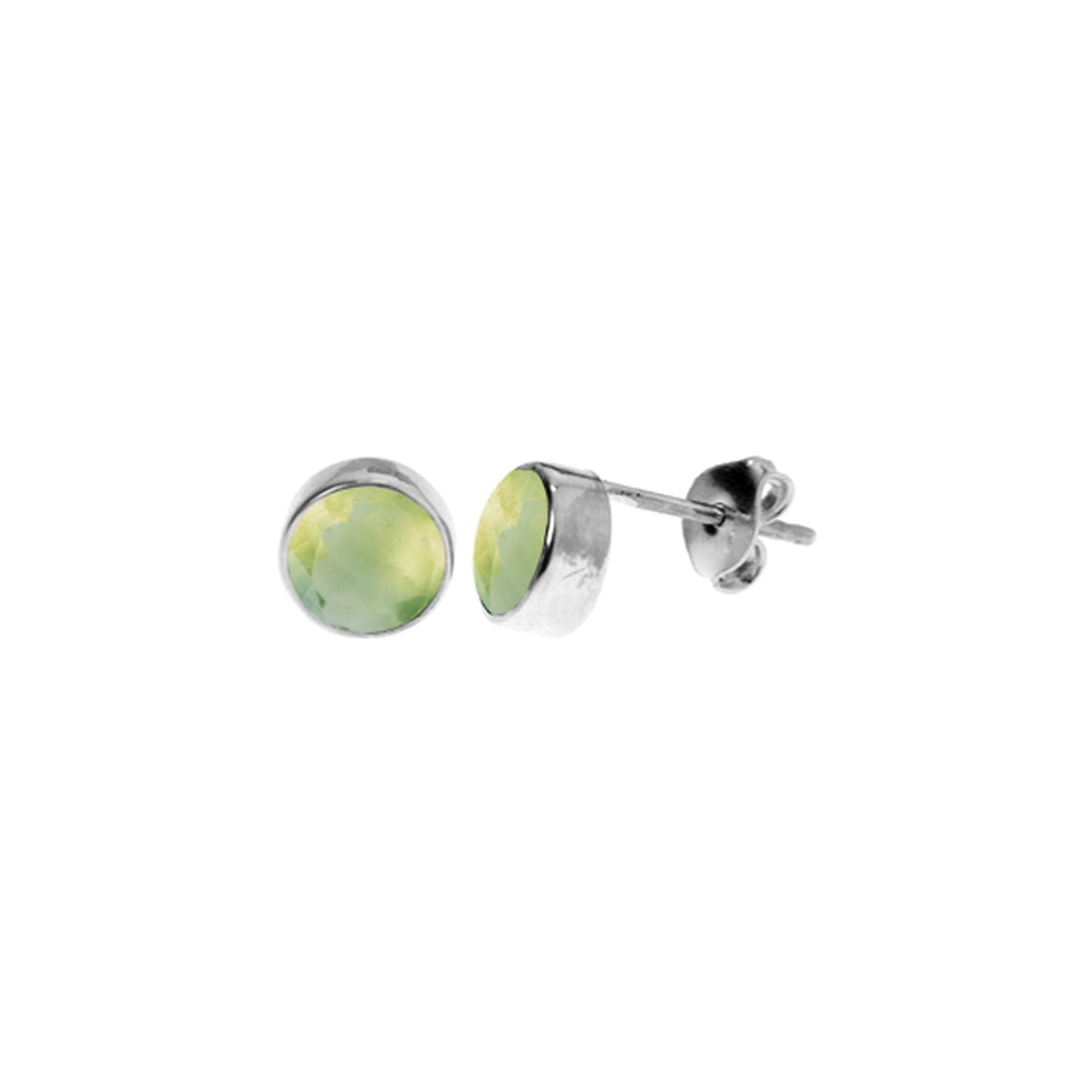 Samira plain round prehnite studs