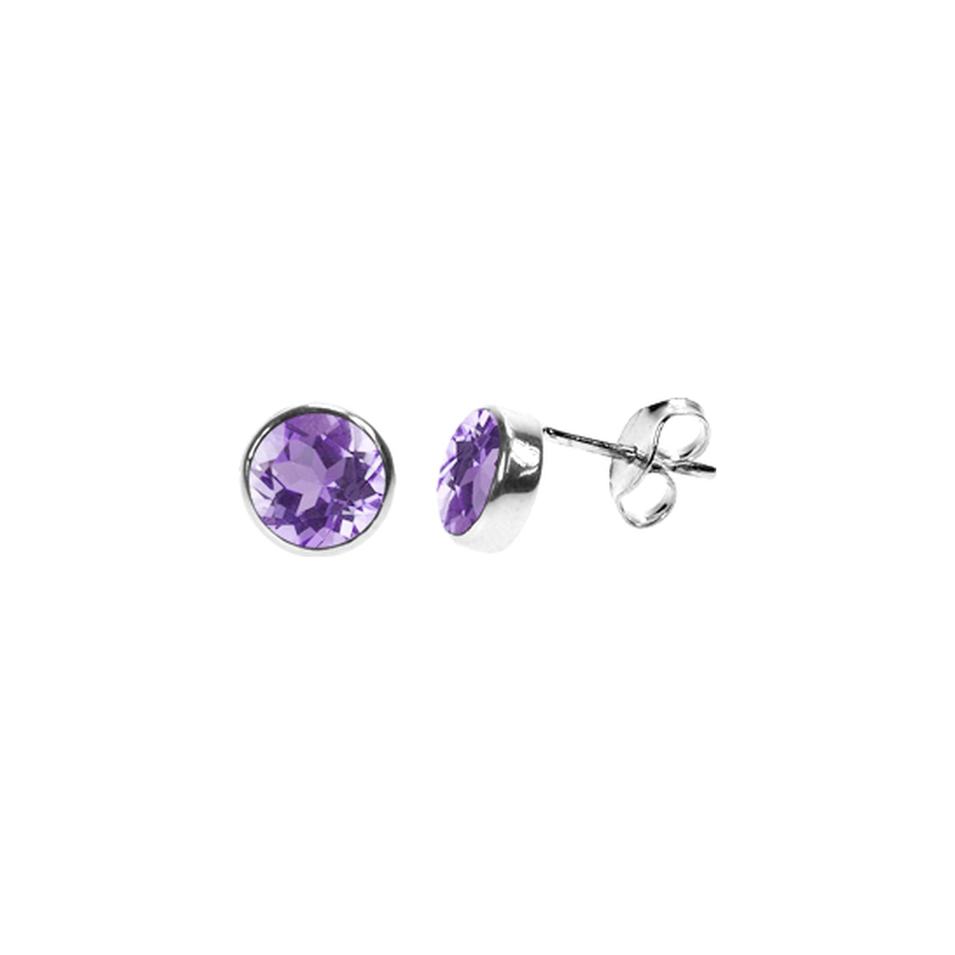 Samira amethyst facet round plain studs