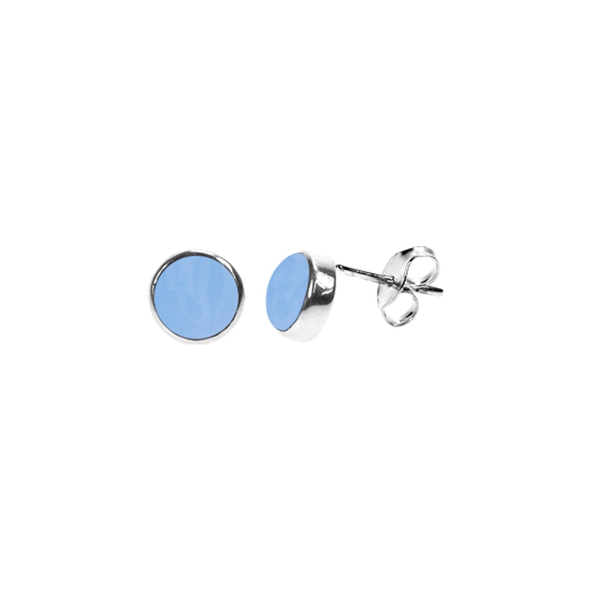 Samira blue chalcedony round plain studs
