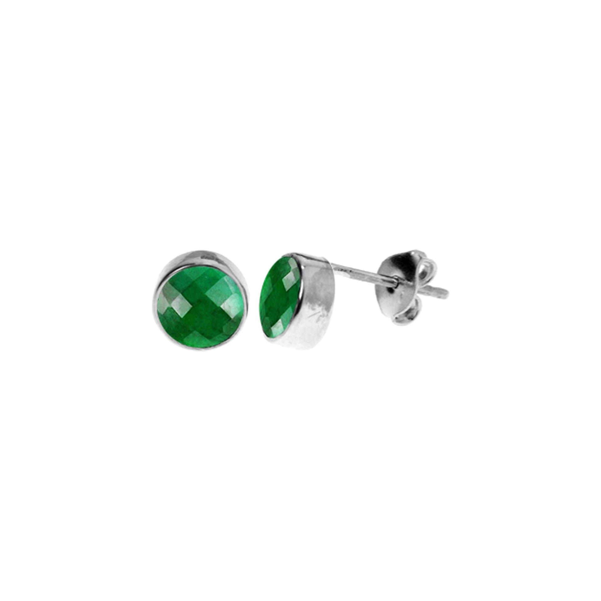 Samira emerald quartz round plain studs