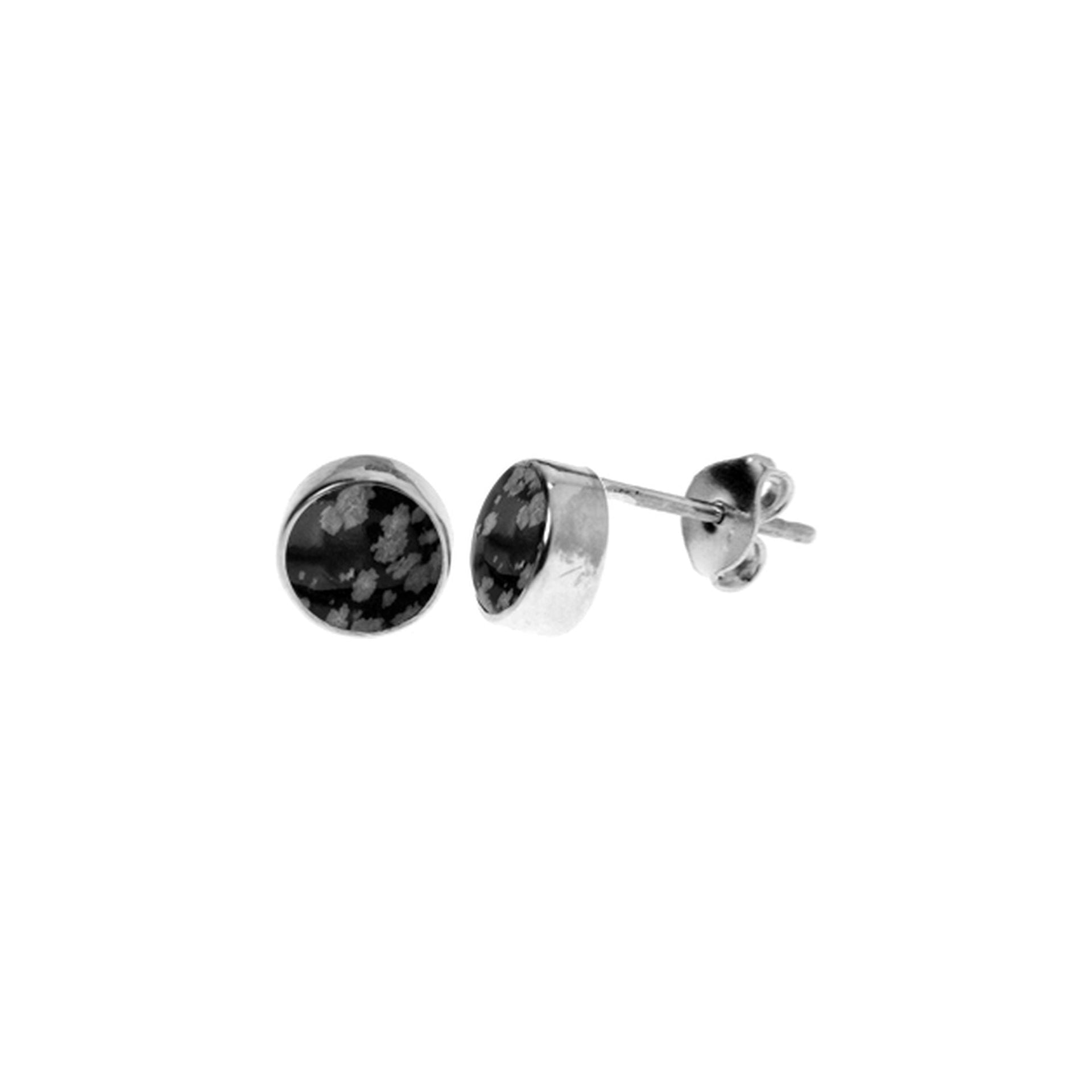 Samira snowflake obsidian round plain studs