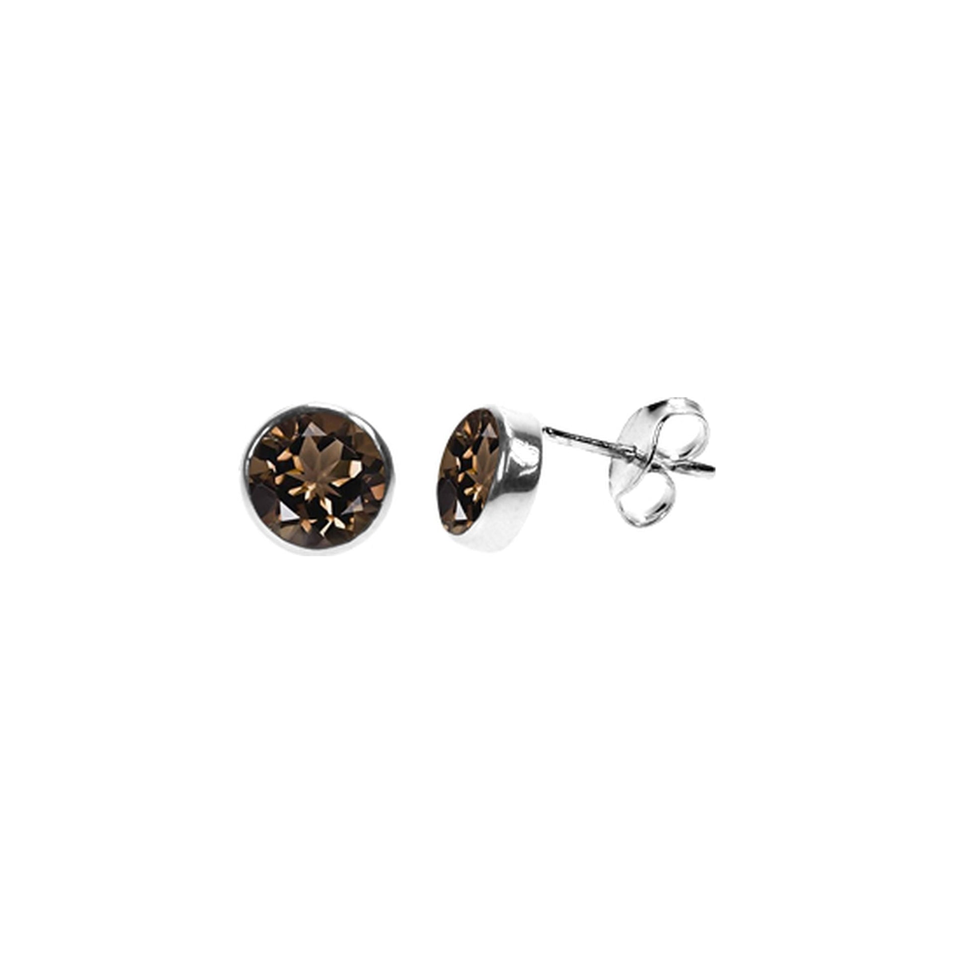 Samira smokey quartz round plain studs
