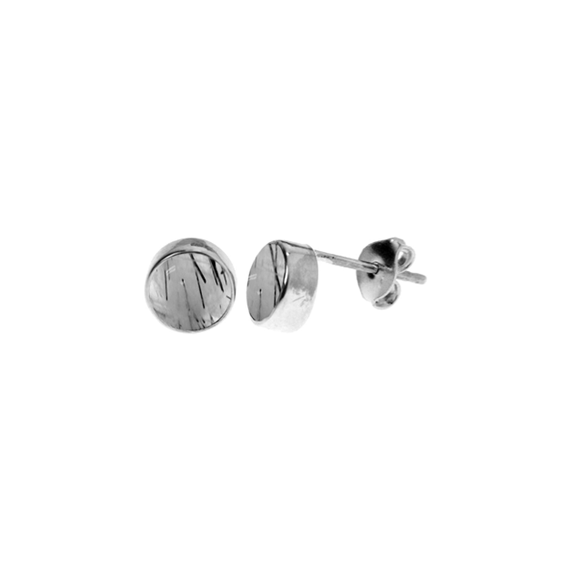 Samira tourmalated quartz round plain studs