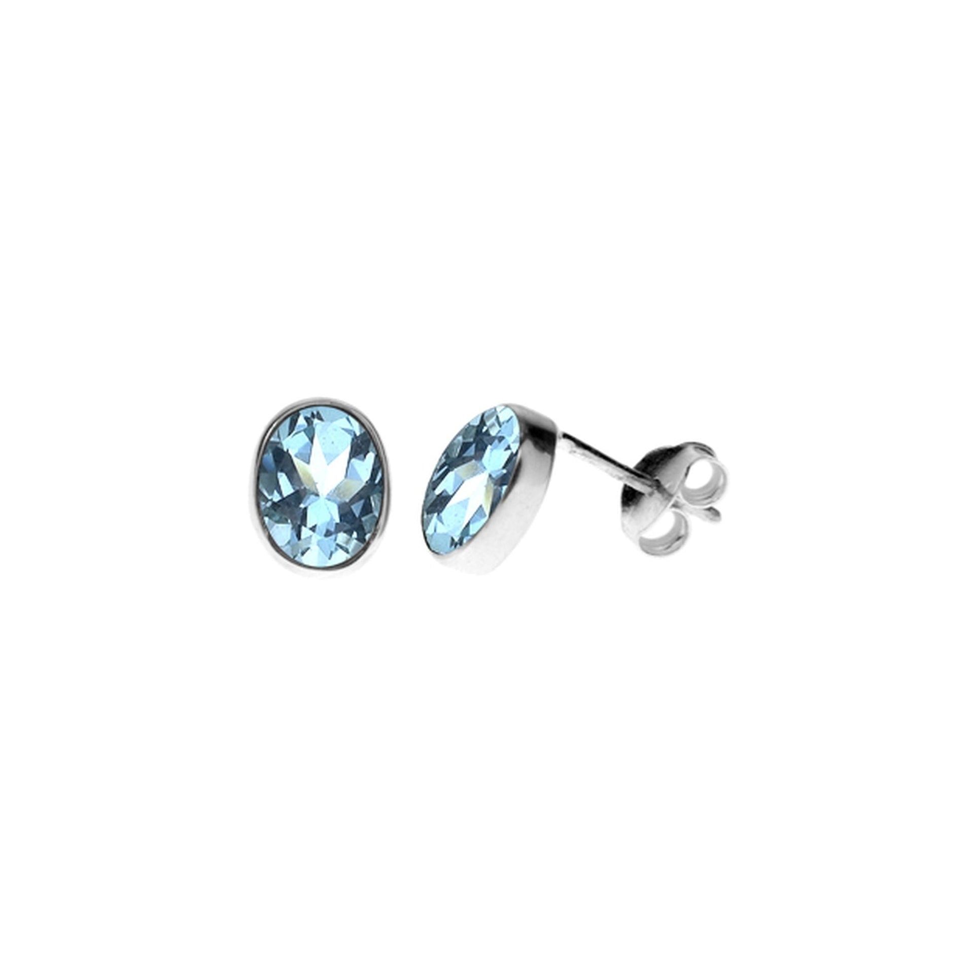 Samira faceted blue topaz oval plain studs