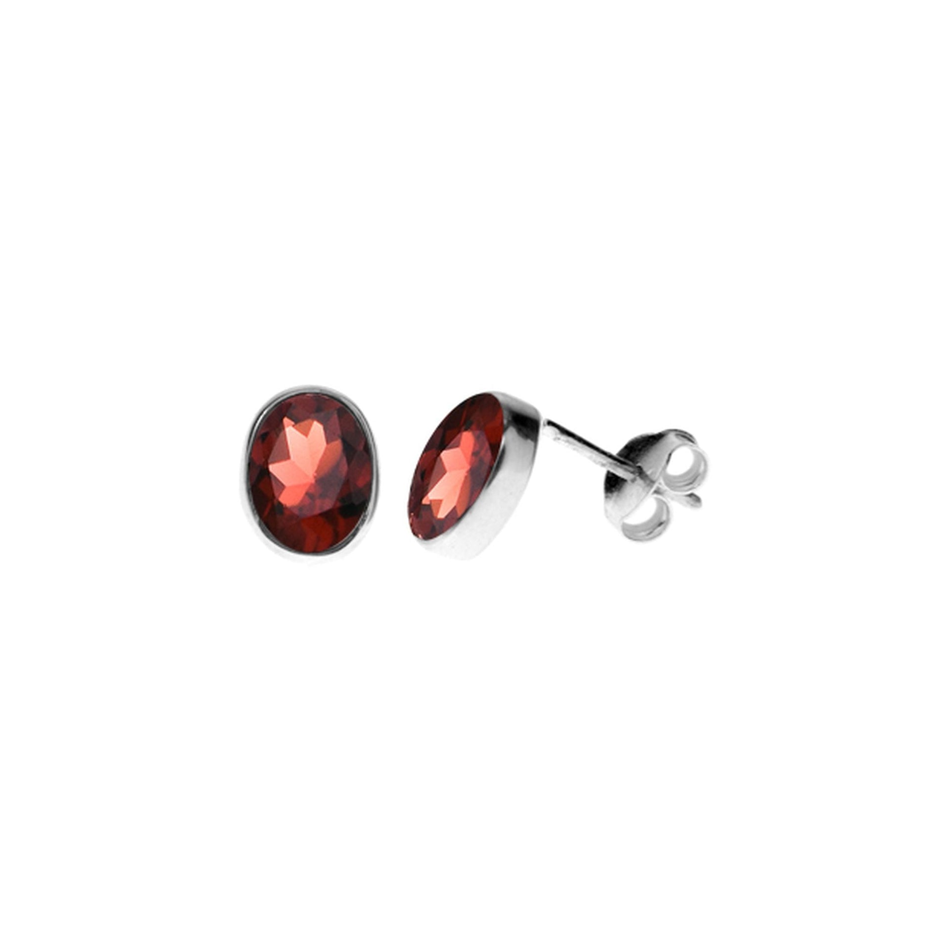 Samira garnet facet oval plain studs