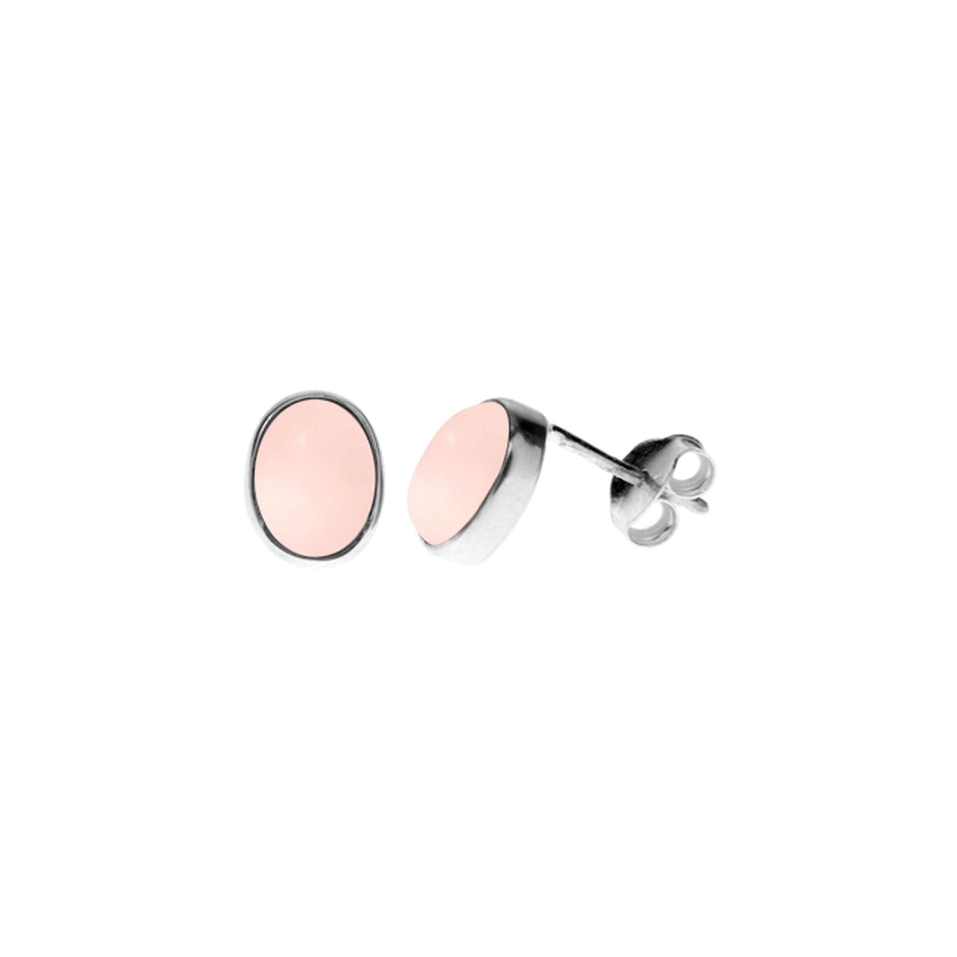 Samira rose quartz oval plain studs