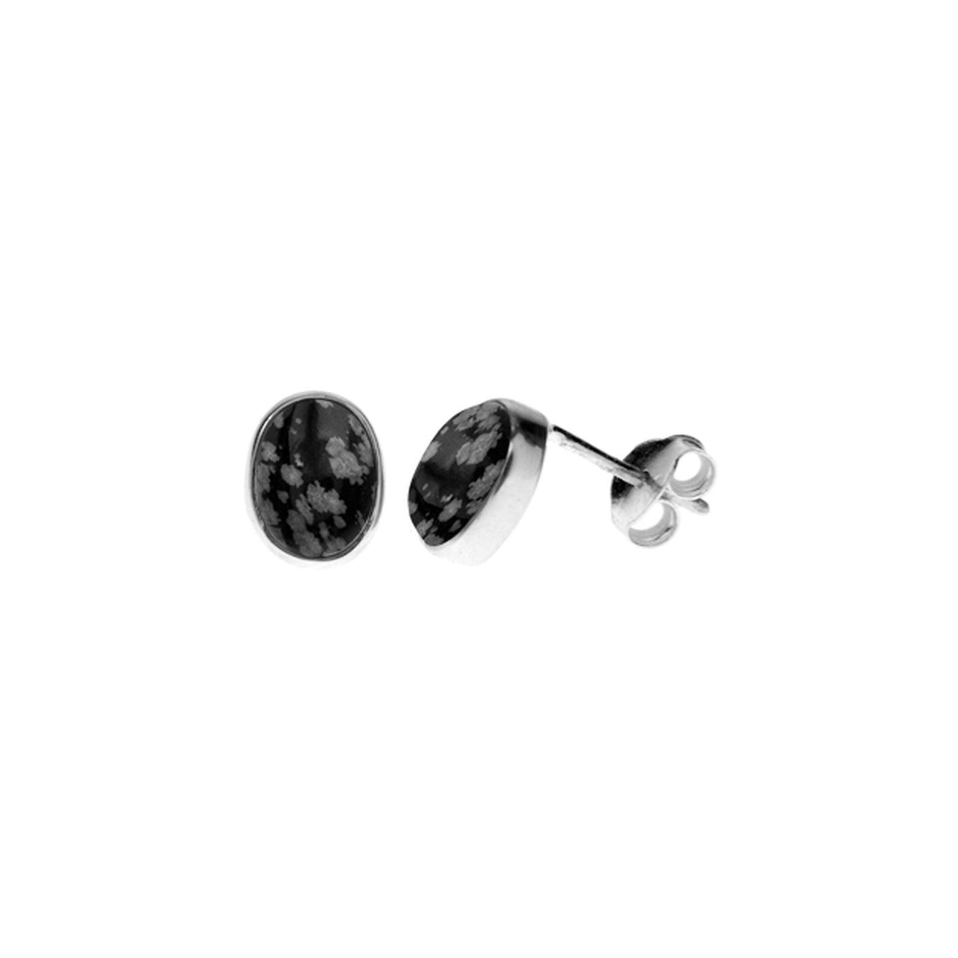 Samira snowflake obsidian oval plain studs
