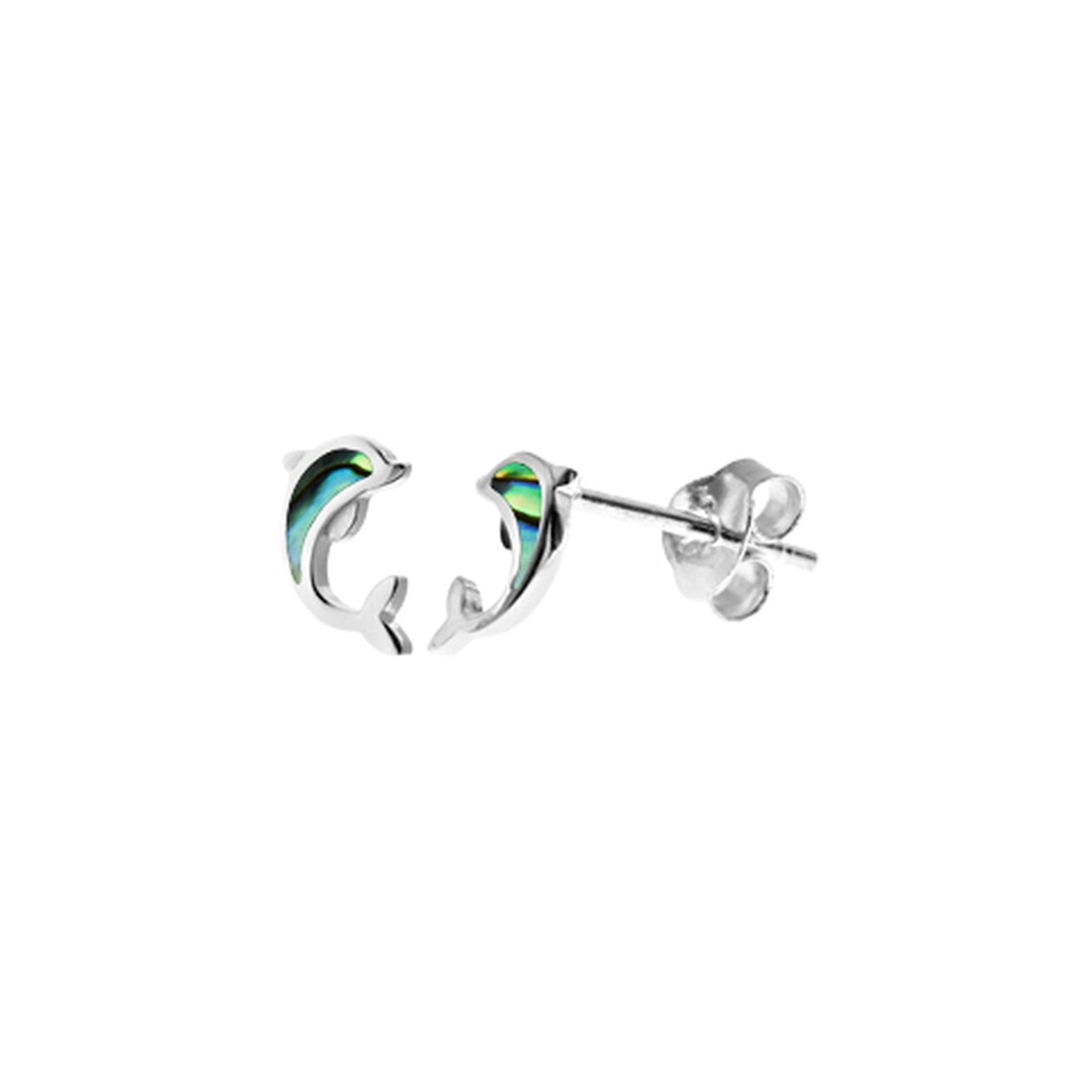 Leona paua shell dolphin studs