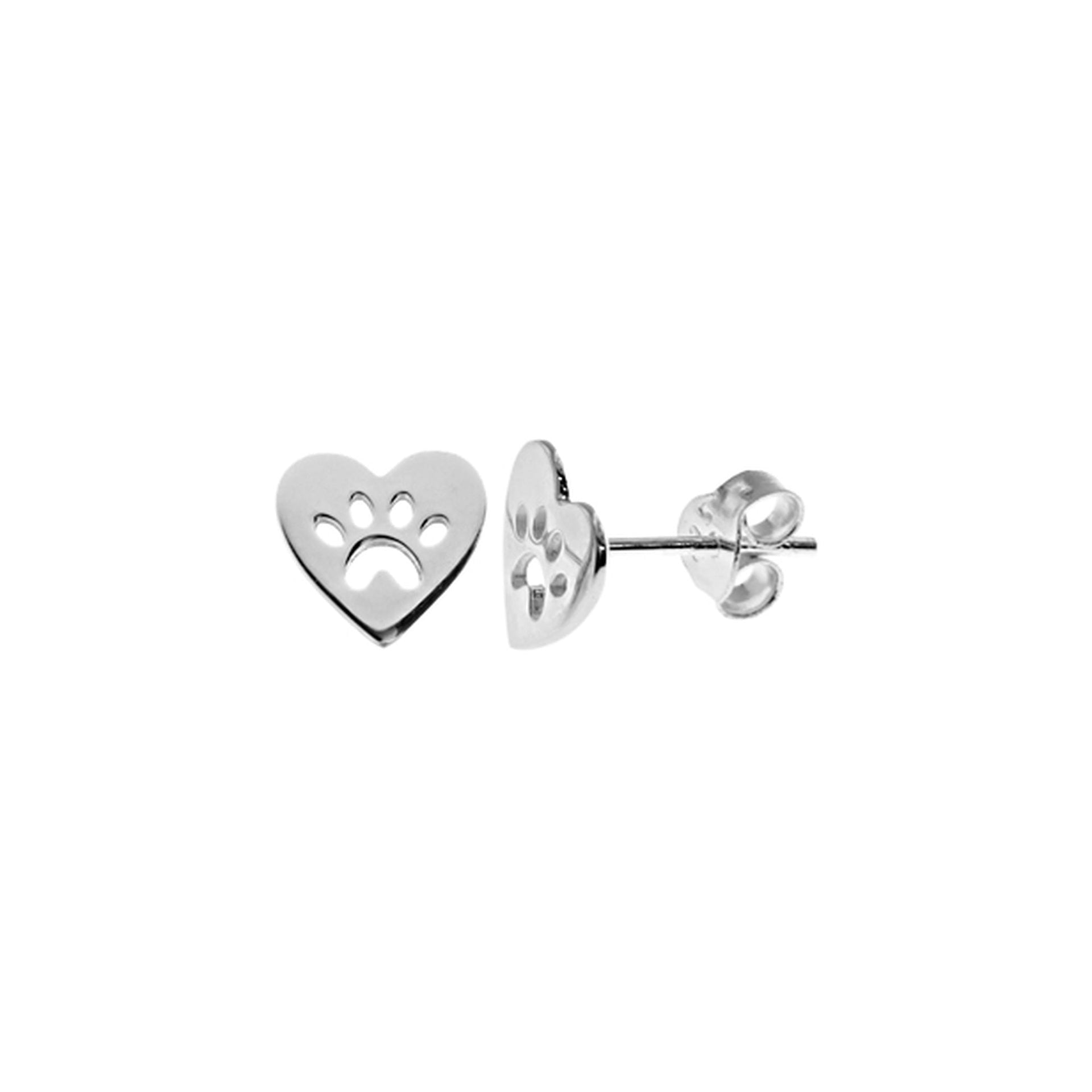 Matilda paw print in heart studs