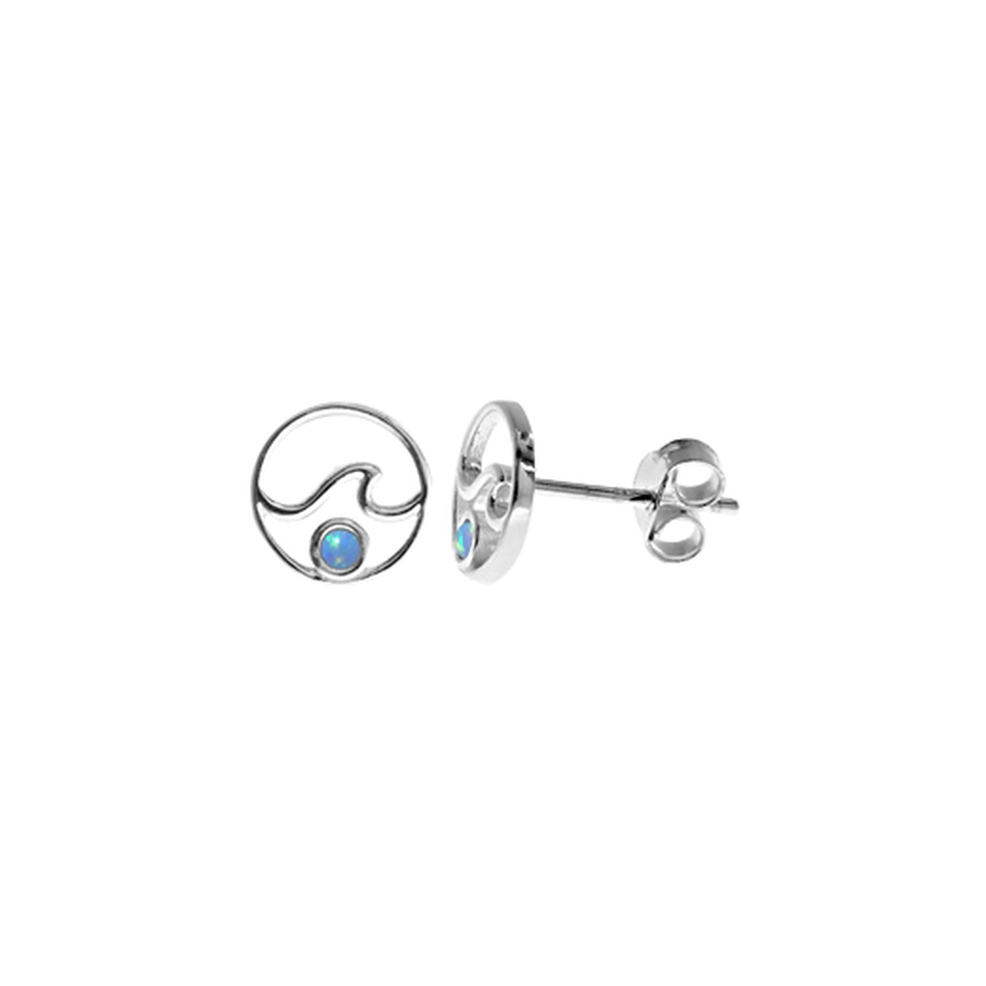 Sasha blue opalique encircled wave studs