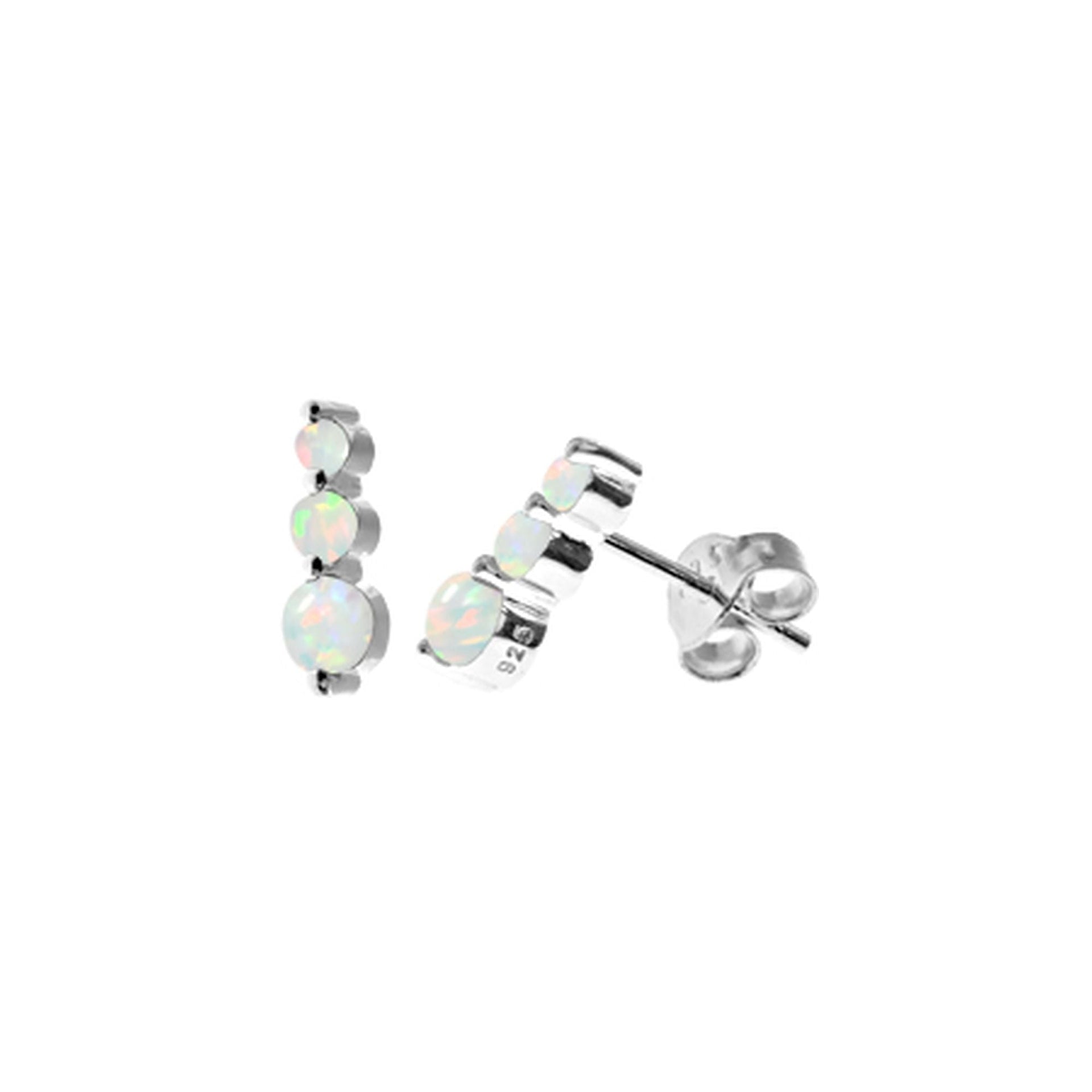 Bethan triple white opalique cascading studs
