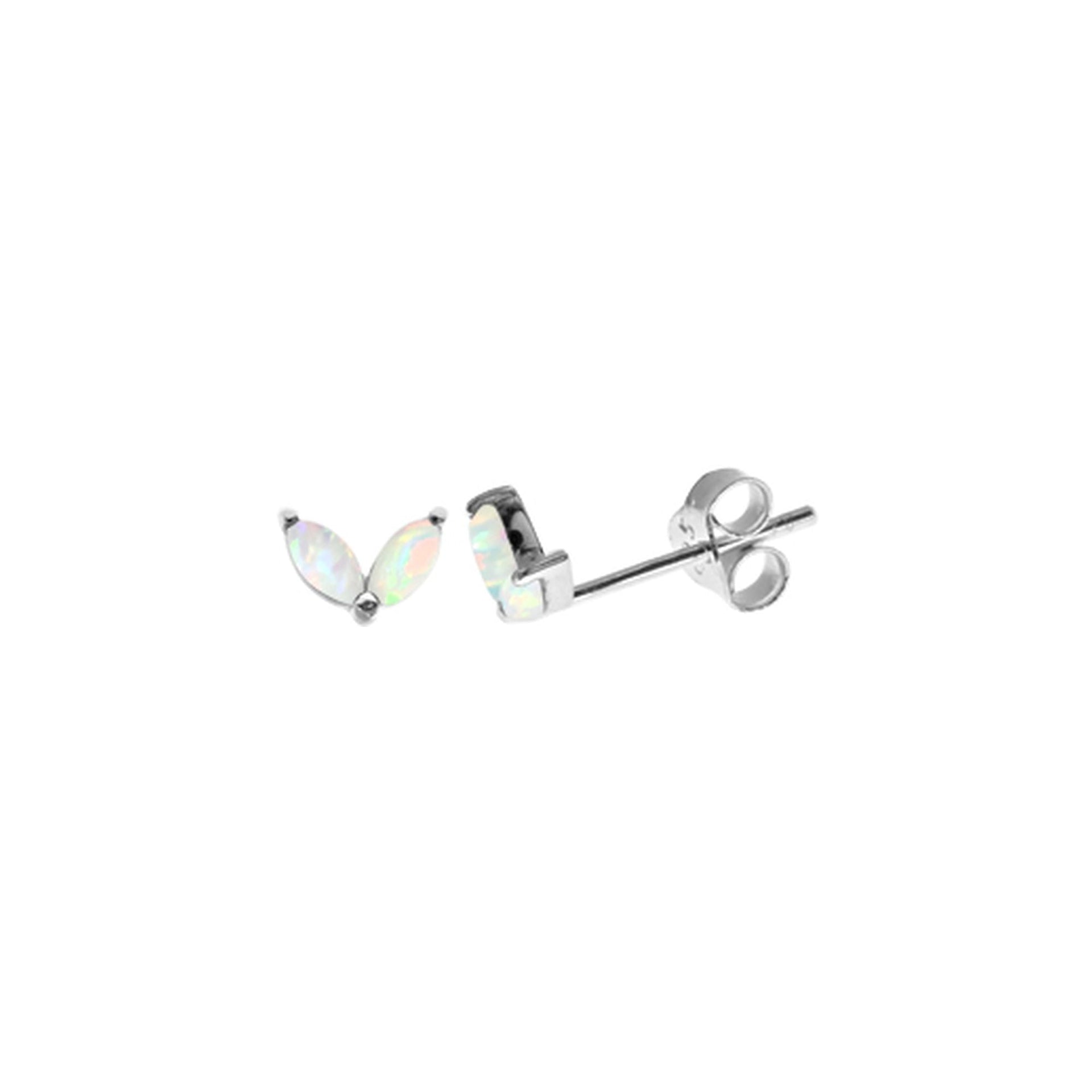 Bethan double marquis white opalique studs
