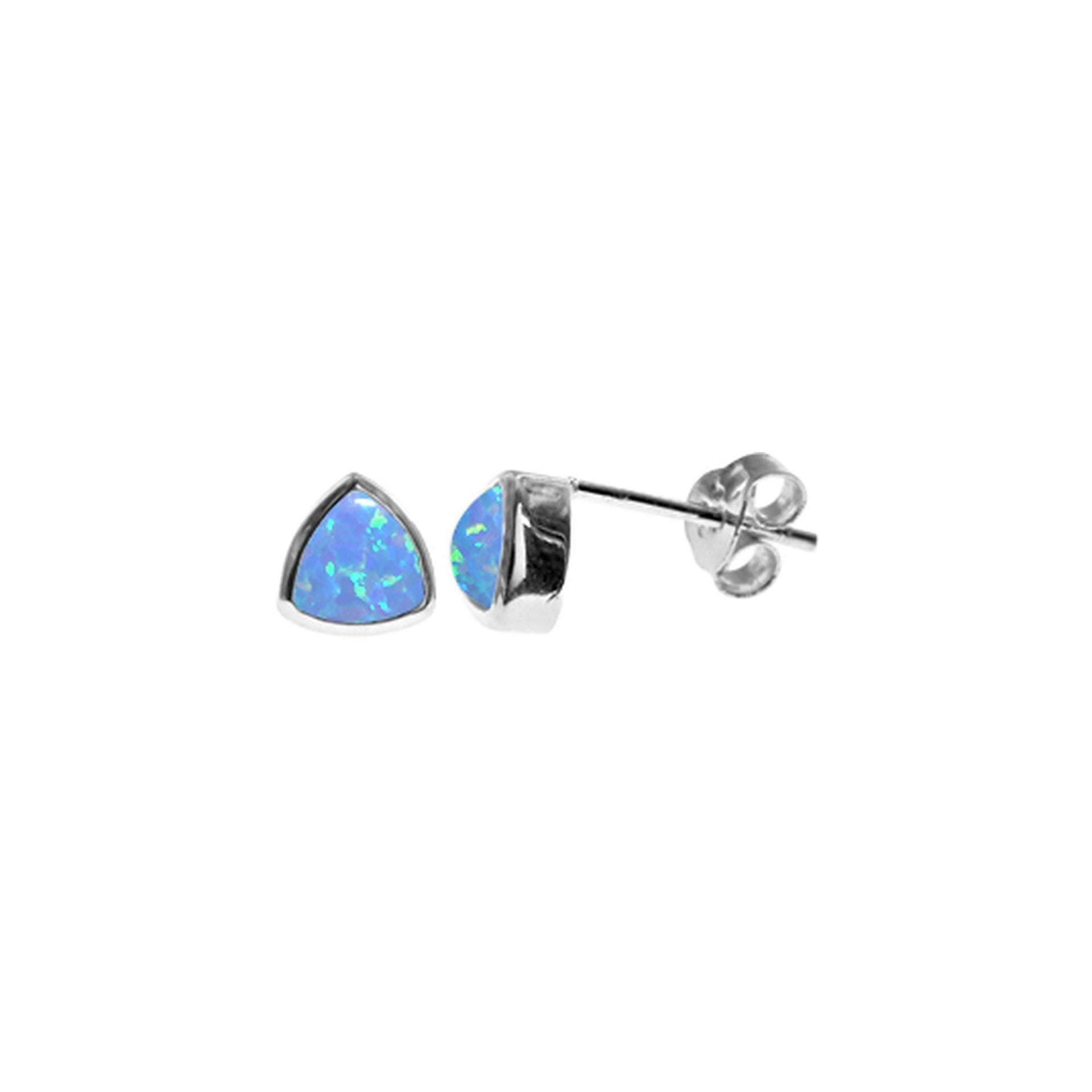 Angelica trillion-cut blue opalique studs