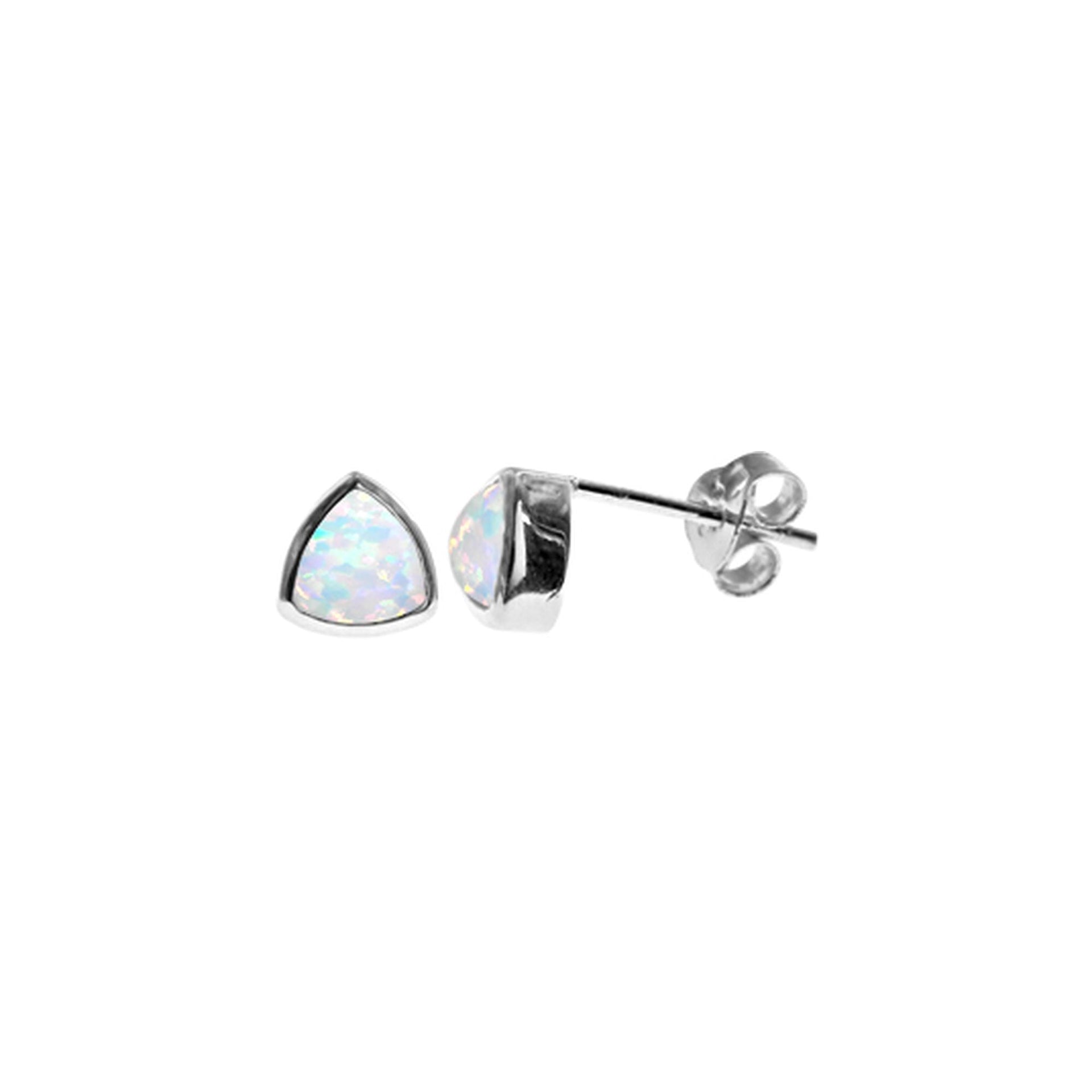 Angelica trillion-cut white opalique studs