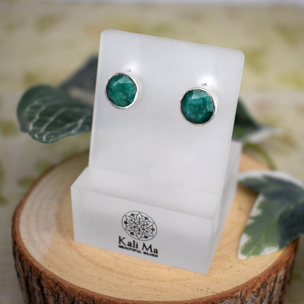 Samira emerald quartz large round studs