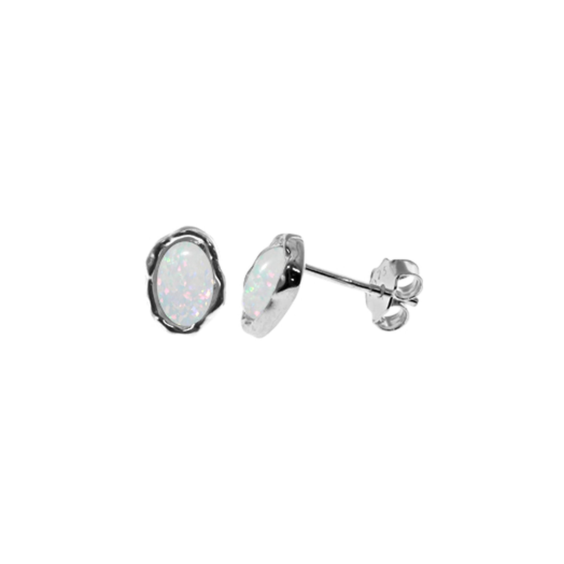 Angelica organic oval white opalique studs