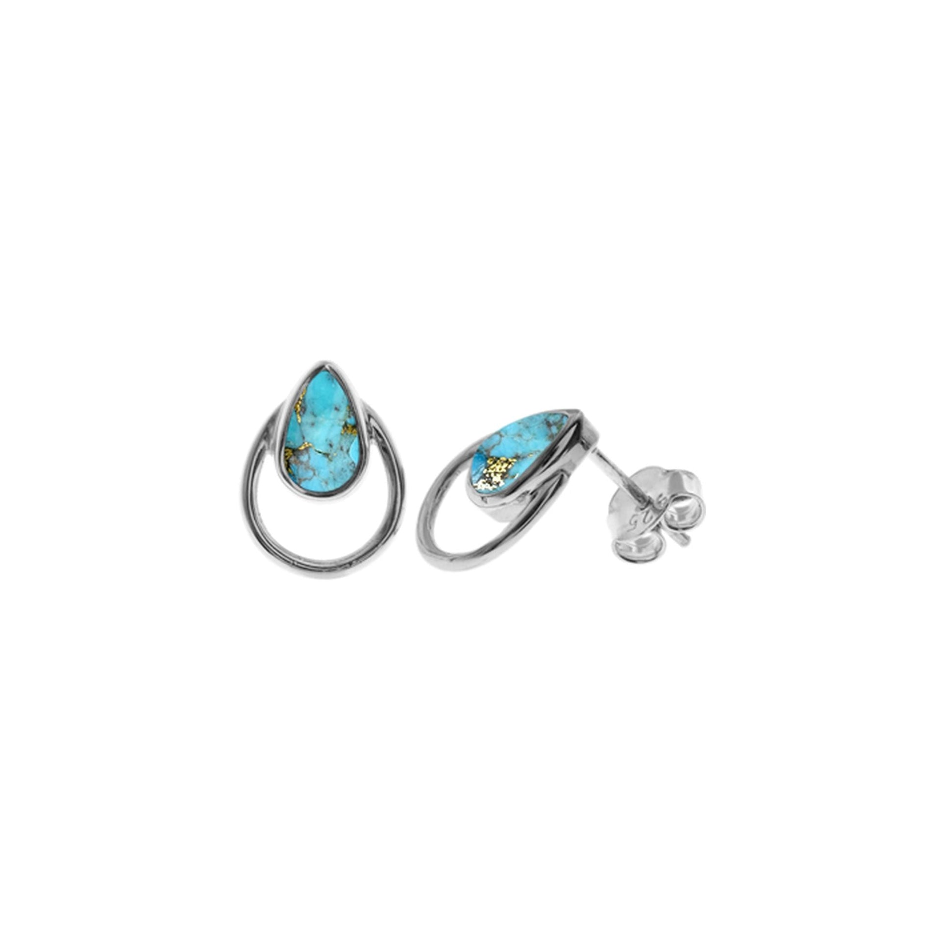 Lola teardrop blue mohave turquoise wire frame studs