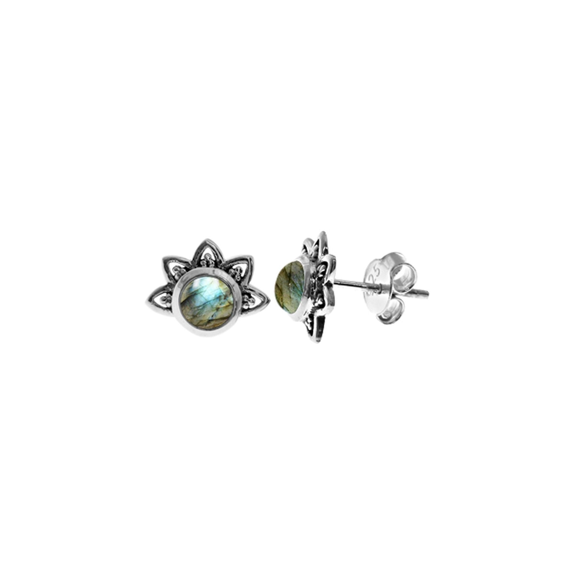 Catalina round labradorite crown studs