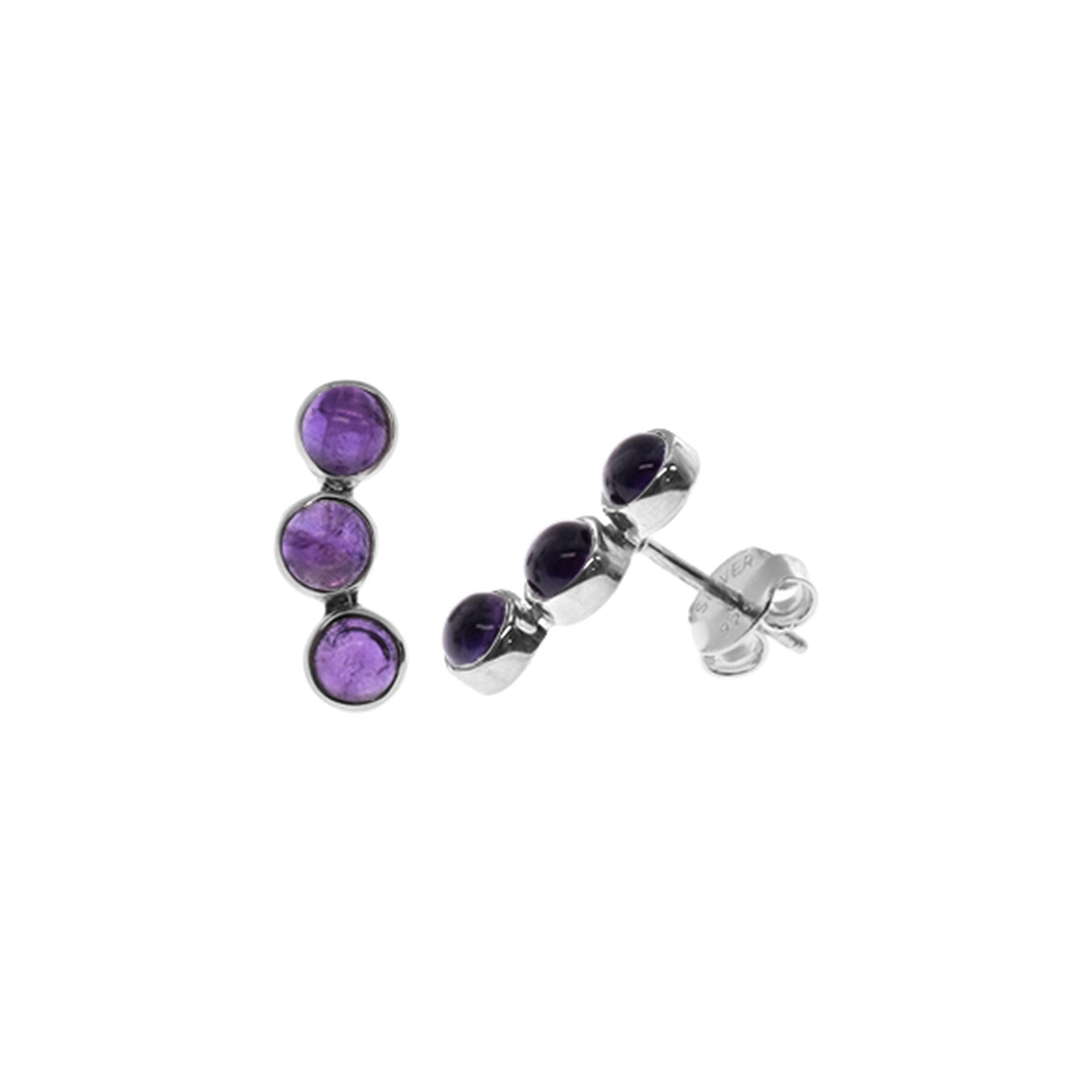Samira cascading triple amethyst studs