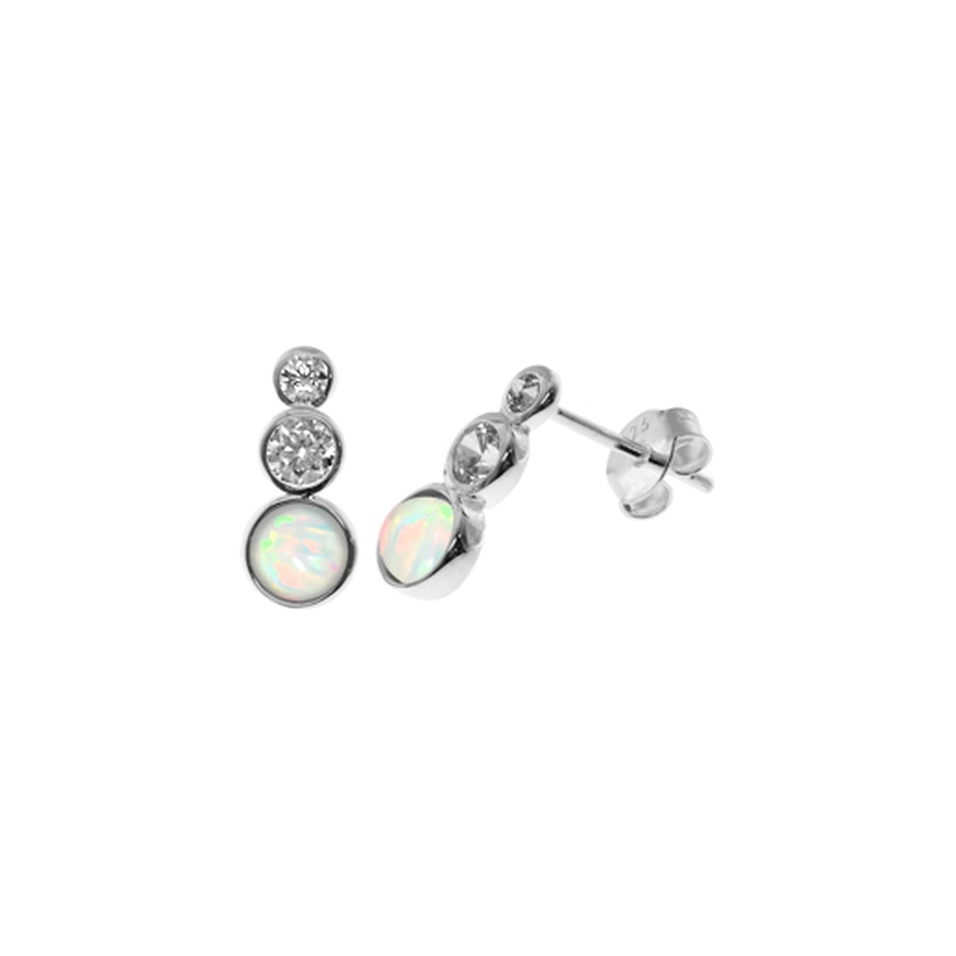 Alexis graduated white opalique & CZ cascading studs