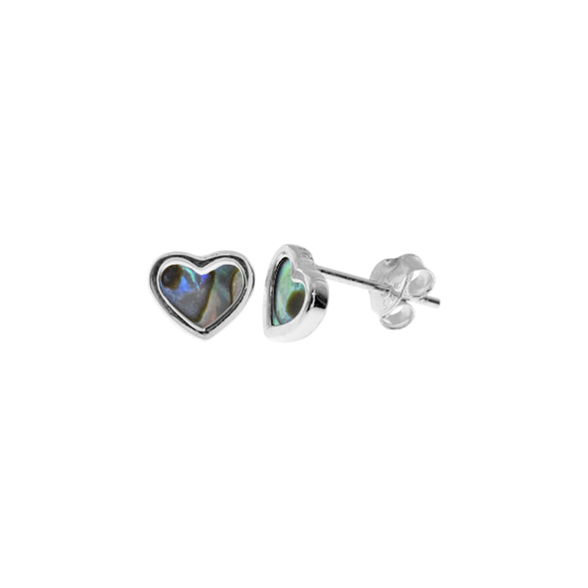 Bronwen wide framed paua shell heart studs