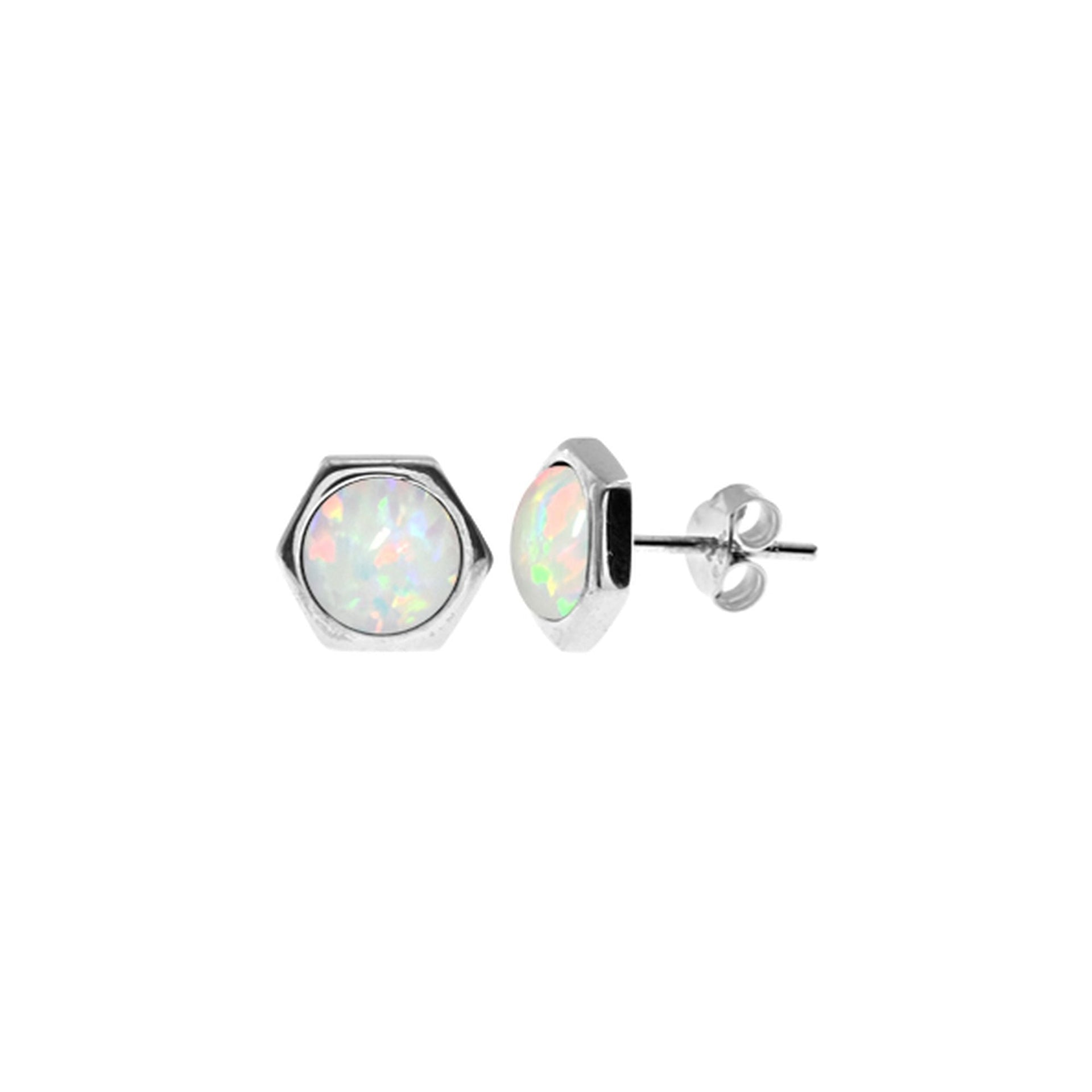 Diana hexagon with round white opalique studs