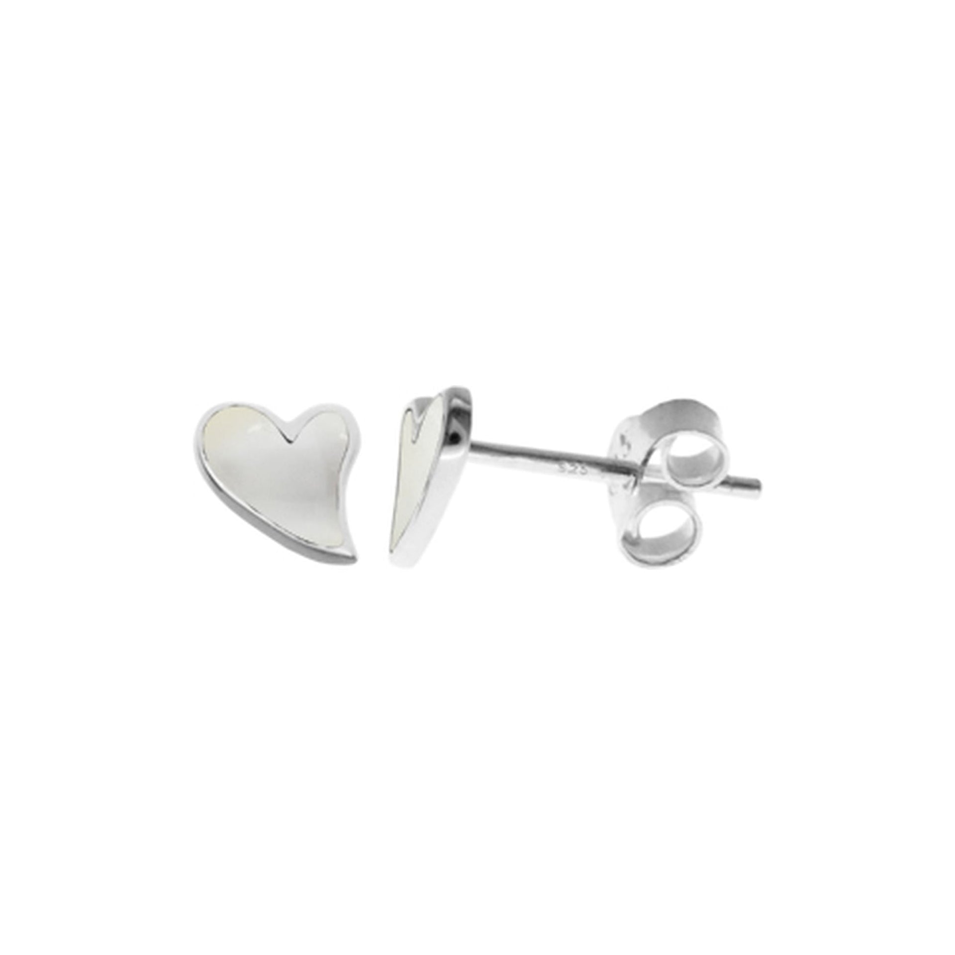 Bronwen asymmetric mother of pearl heart studs