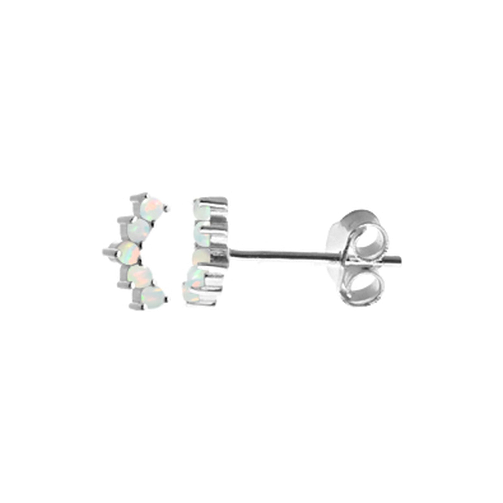 Bethan white opalique arc studs