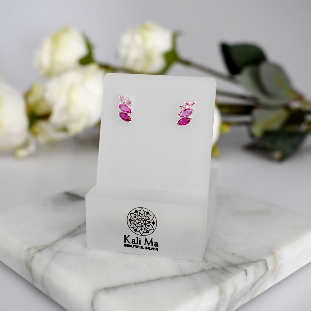 Heidi pink CZ marquis' studs