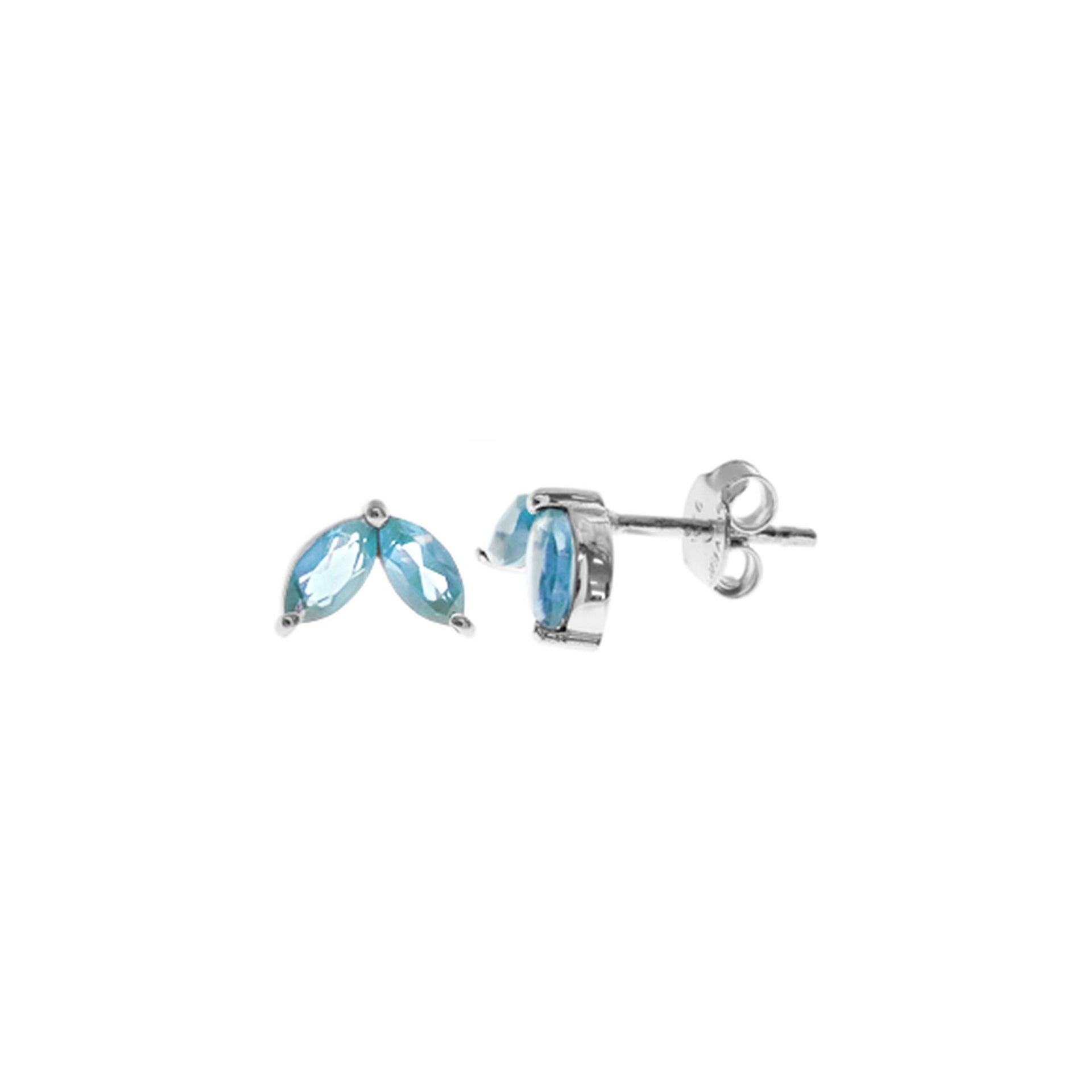 Kara double marquis blue topaz studs