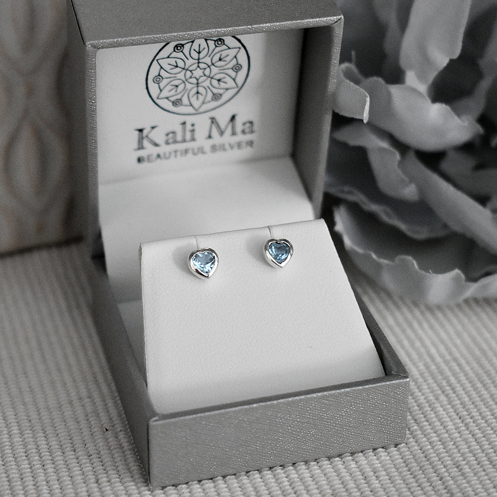 Samira blue topaz heart studs