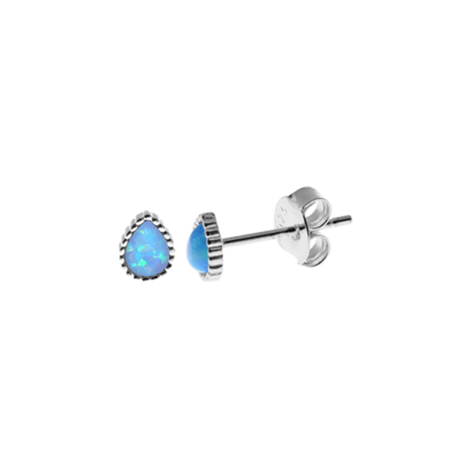Angelica frilled blue teardrop studs