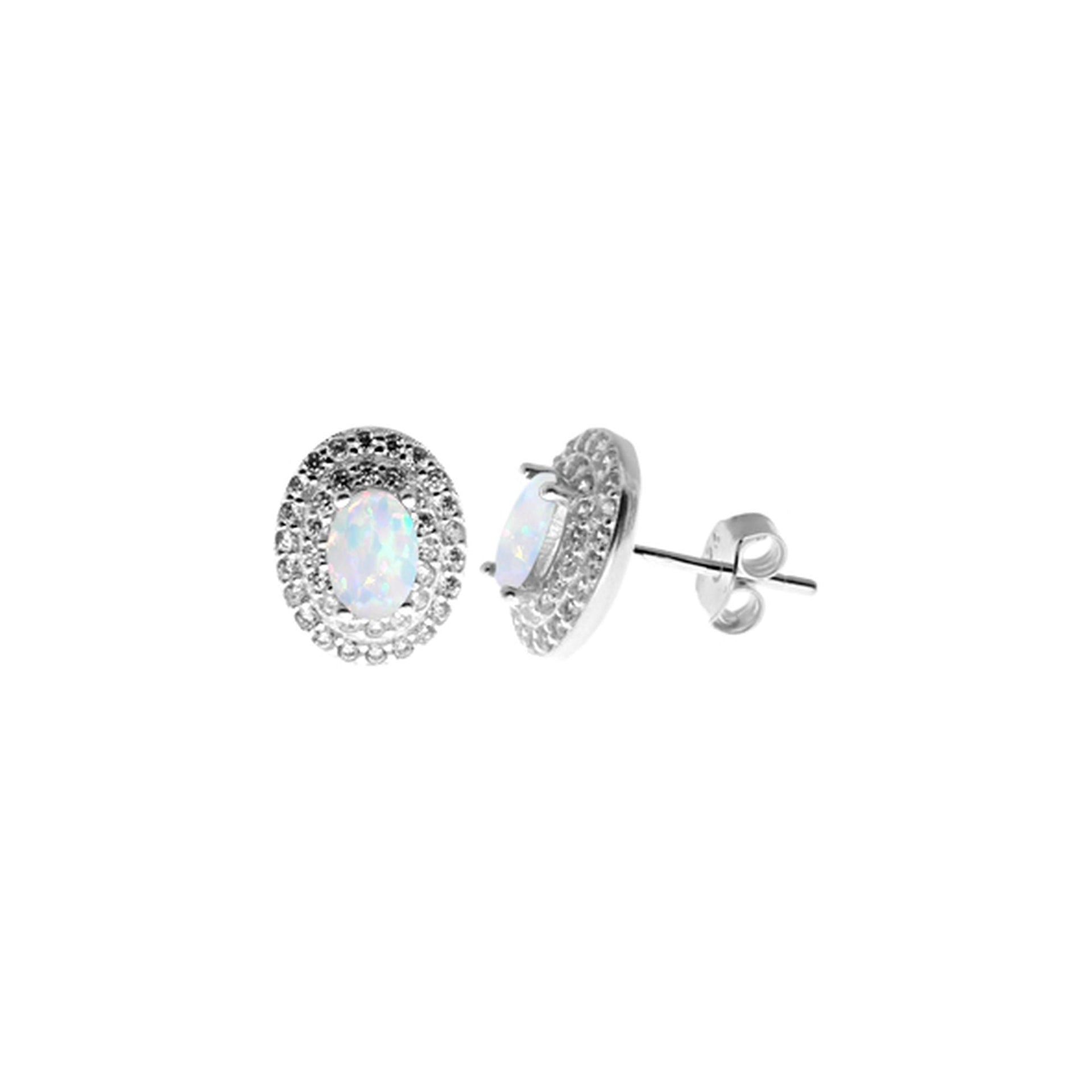 Aisha oval white glitz studs