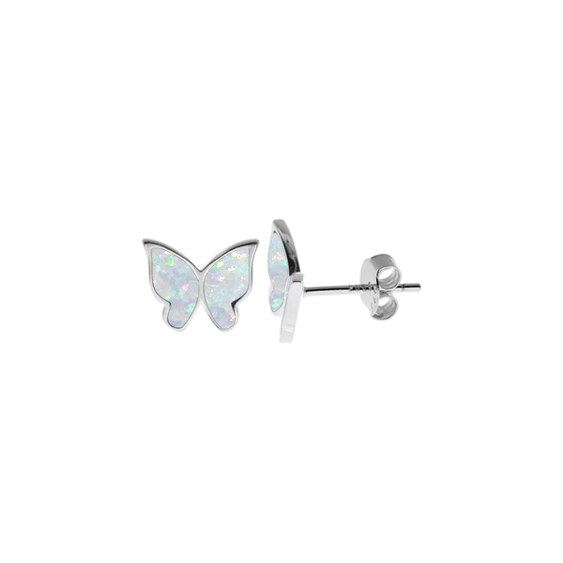 Emerie white butterfly studs