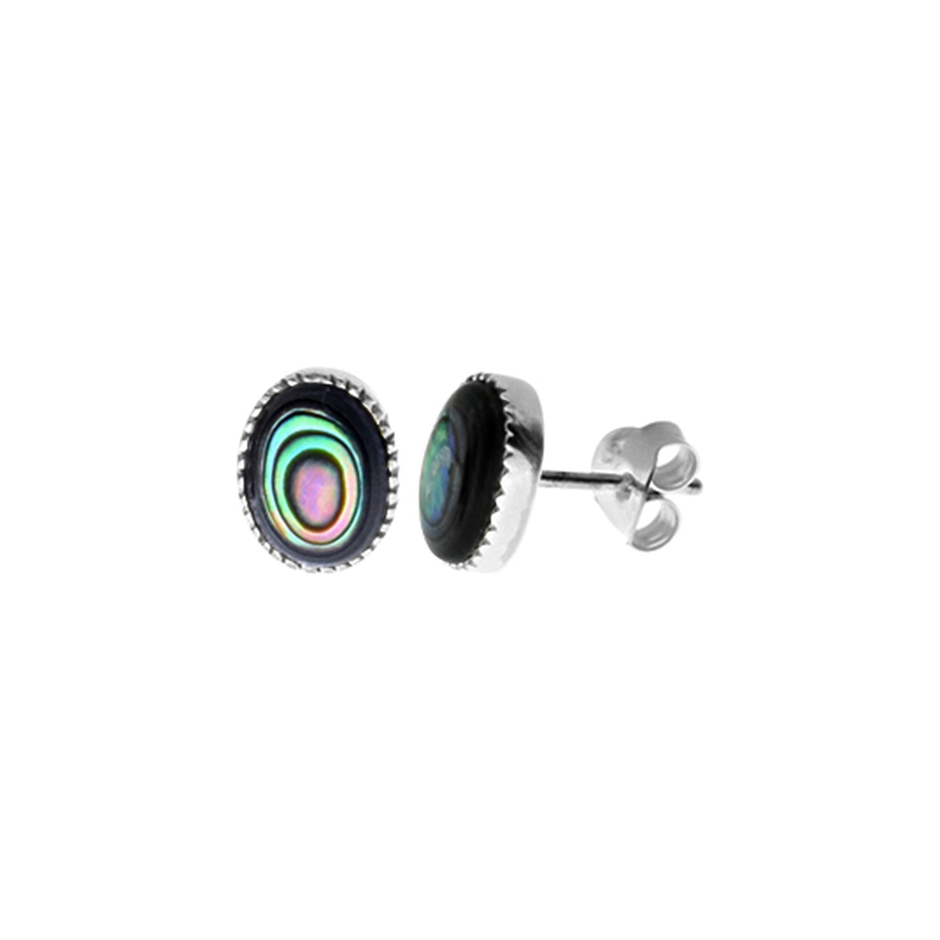 Tilly textured edge oval paua shell studs