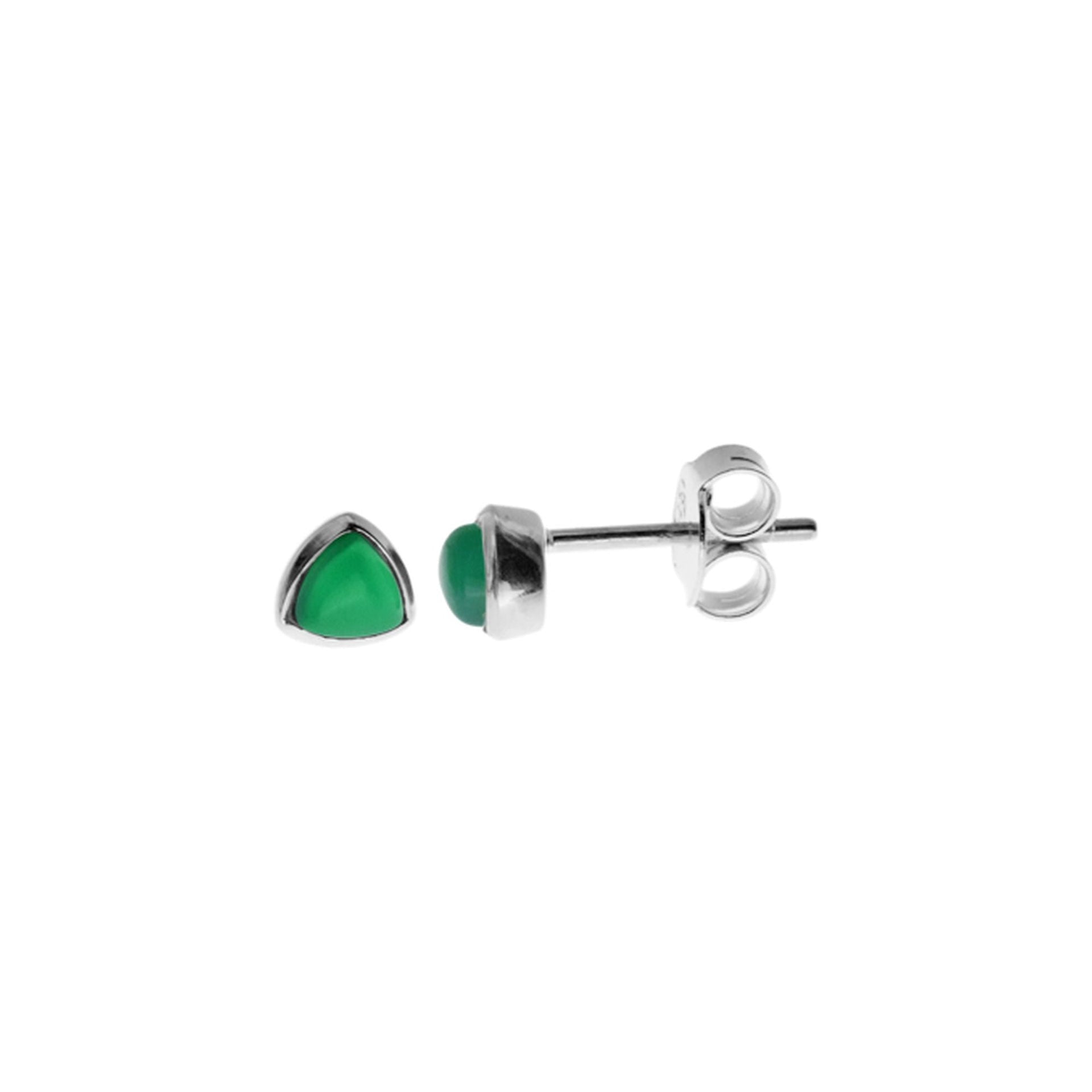 Samira dainty trillion-cut green agate studs